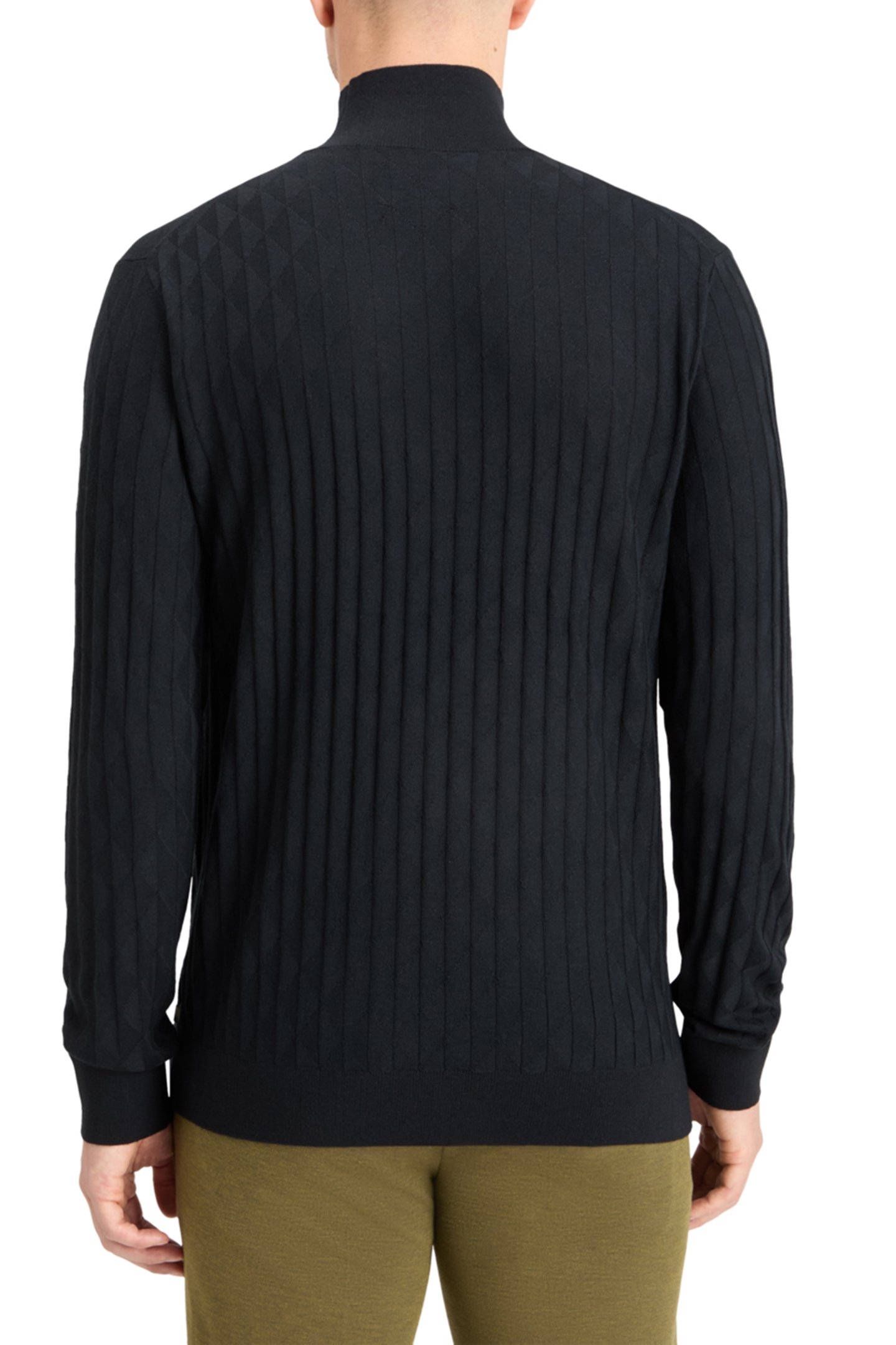 TURTLE NECK REGULAR FIT RELIEF STITCH SWEATER BLACK 2