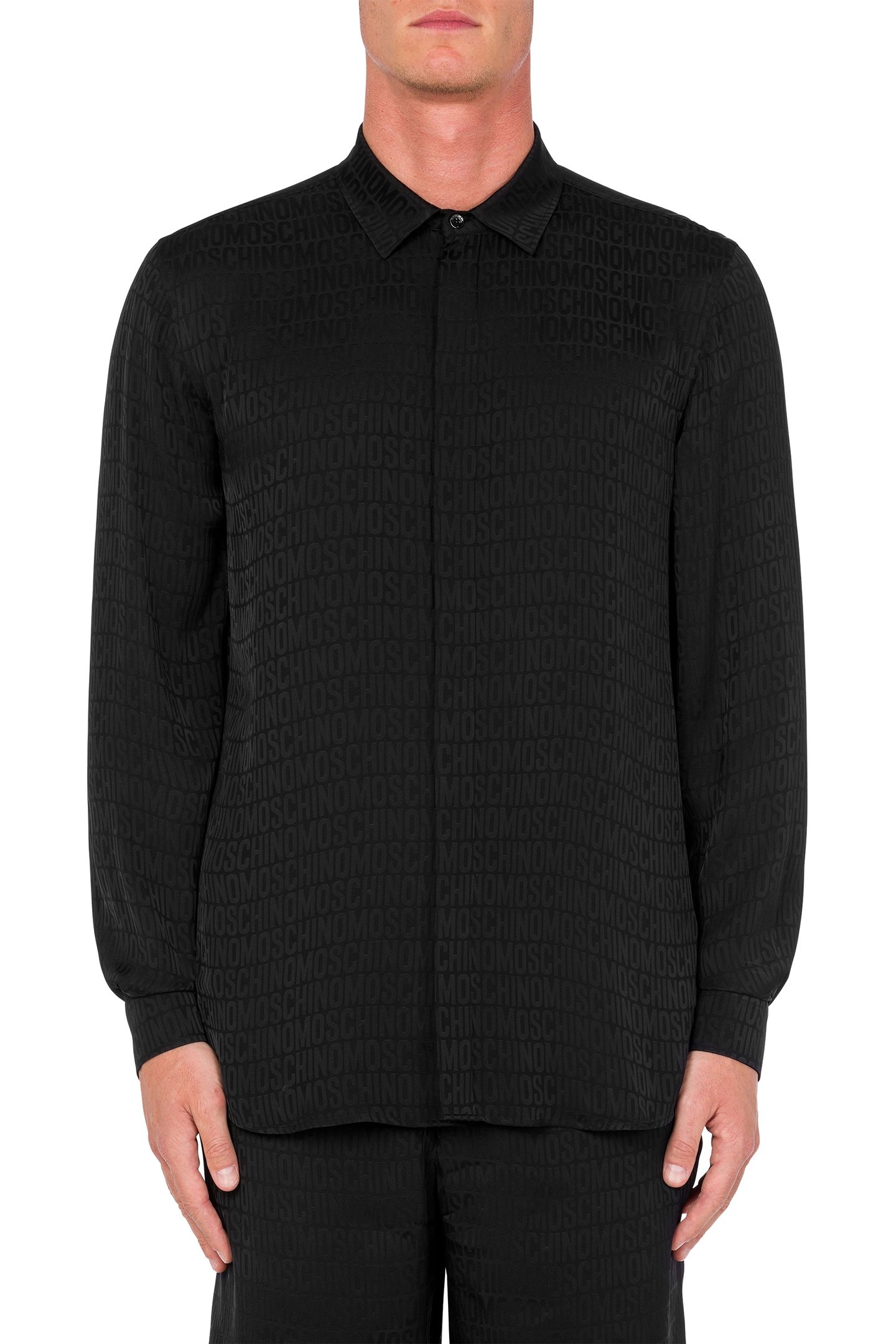 ALLOVER LOGO JACQUARD TWILL SHIRT BLACK 1