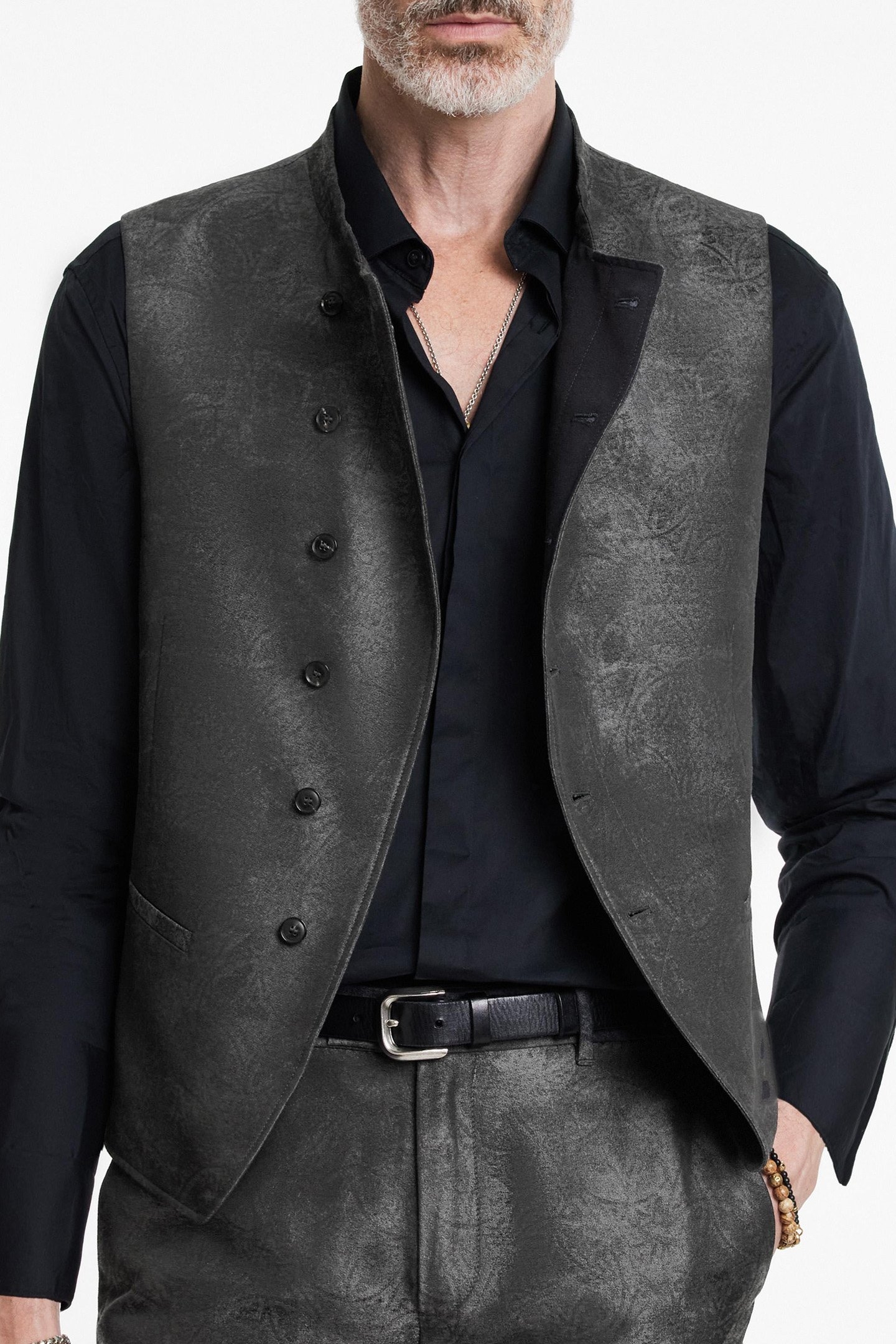 BEACON VEST - SLIM FIT ASYMMETRIC BUTTON ECLIPSE HTHR 3