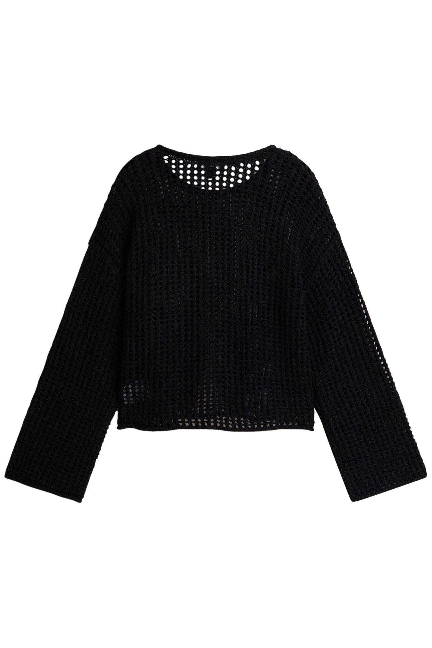 MILA OPEN KNIT CROP CREW BLACK 2