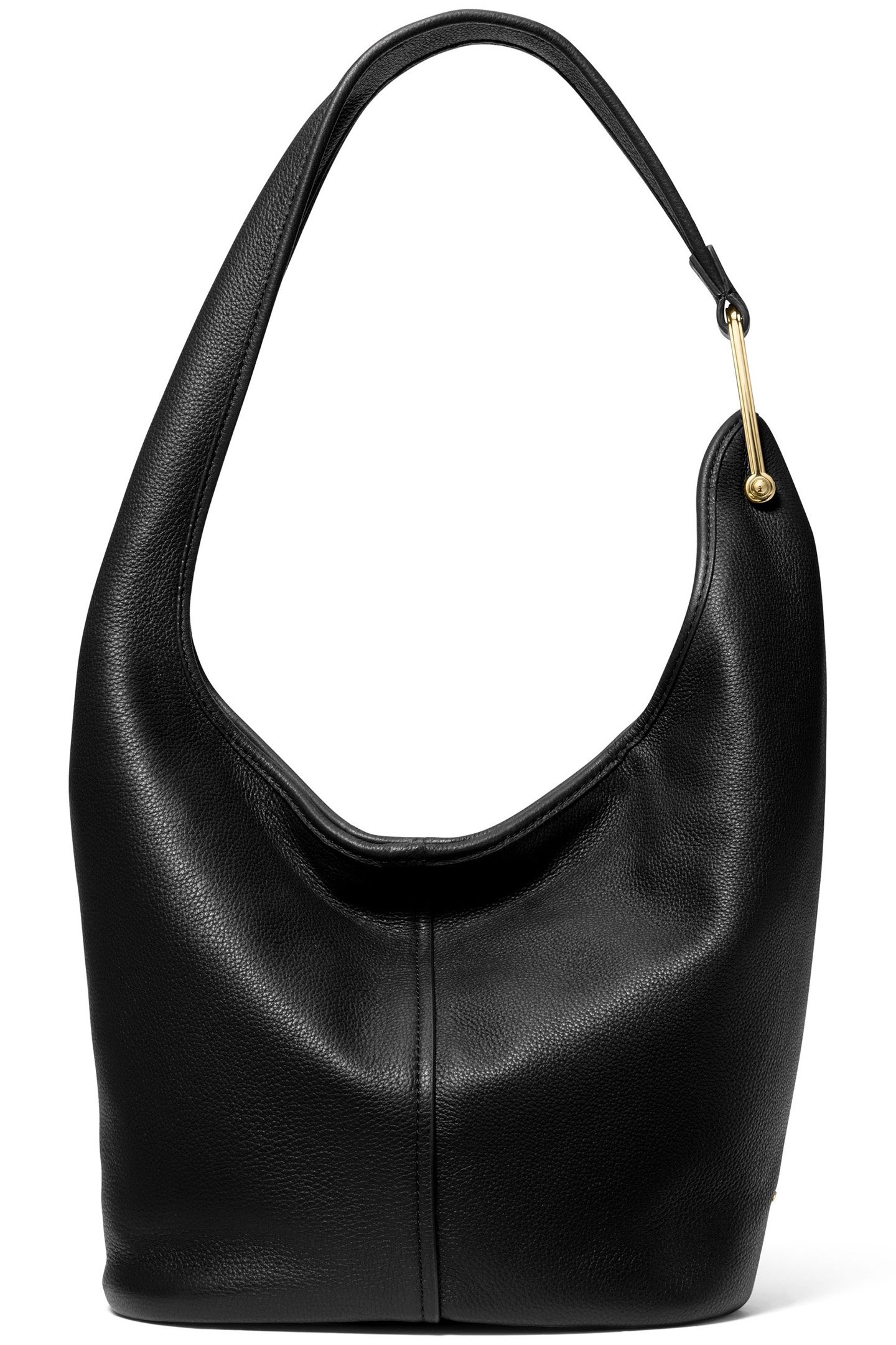 SLOUCHED LEATHER SHOULDER BAG IN BLACK 1