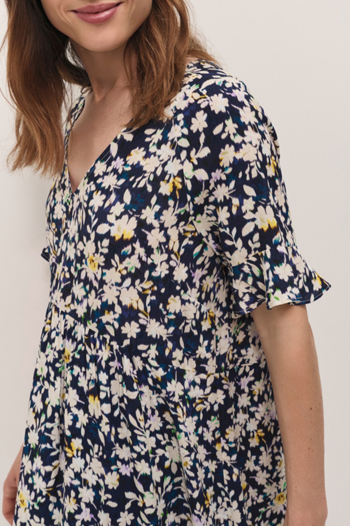 RANDY - NAVY DRESS WITH FLORAL ILLUSION PRINT 4