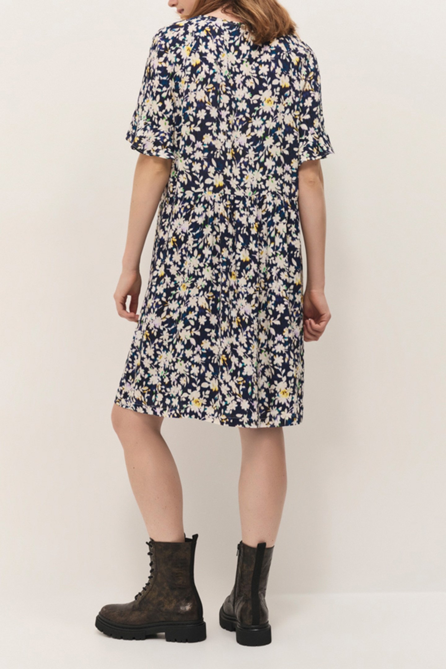 RANDY - NAVY DRESS WITH FLORAL ILLUSION PRINT 2