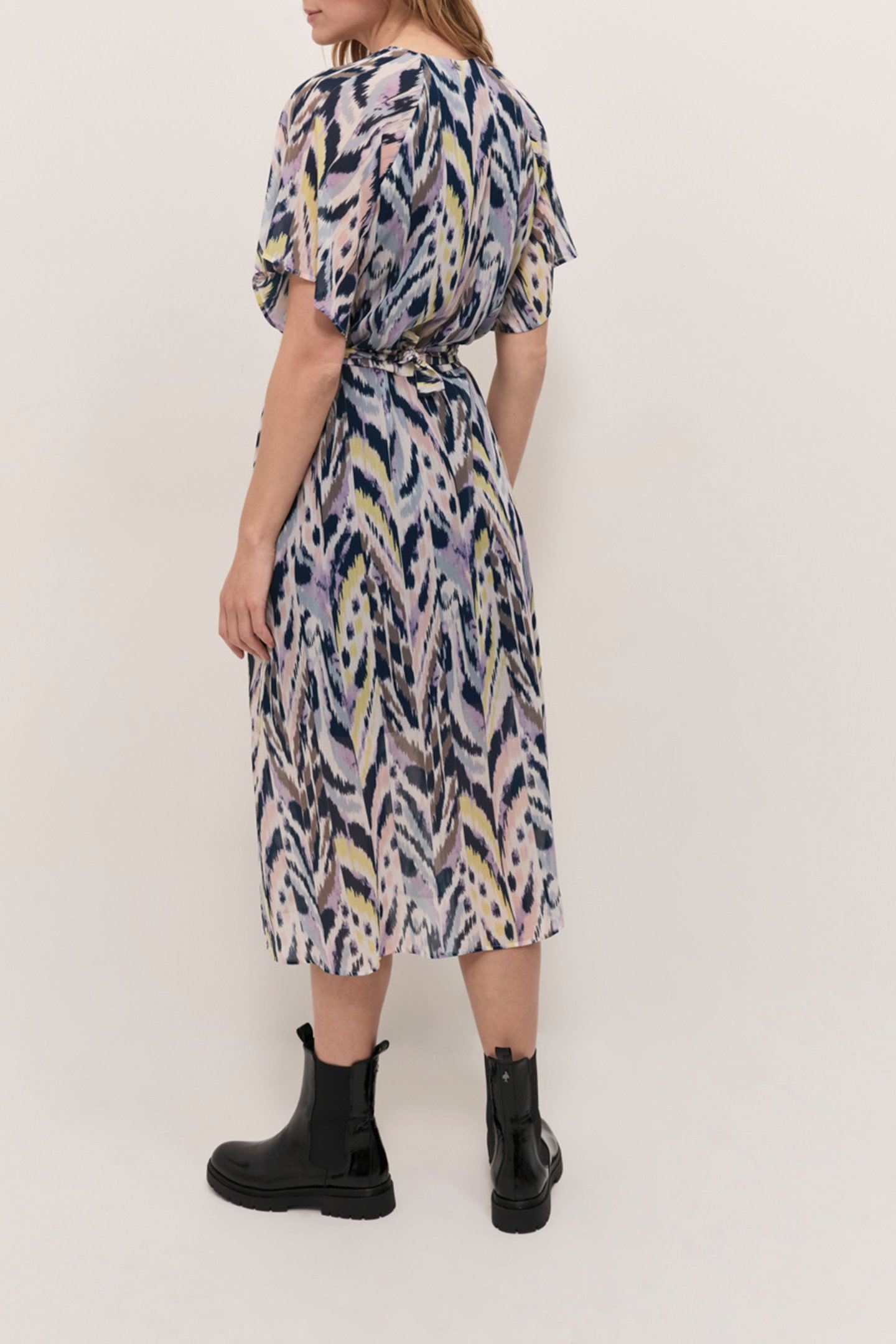 RADKA - OFF WHITE MIDI DRESS WITH LUMINESCENT IKAT PRINT 2
