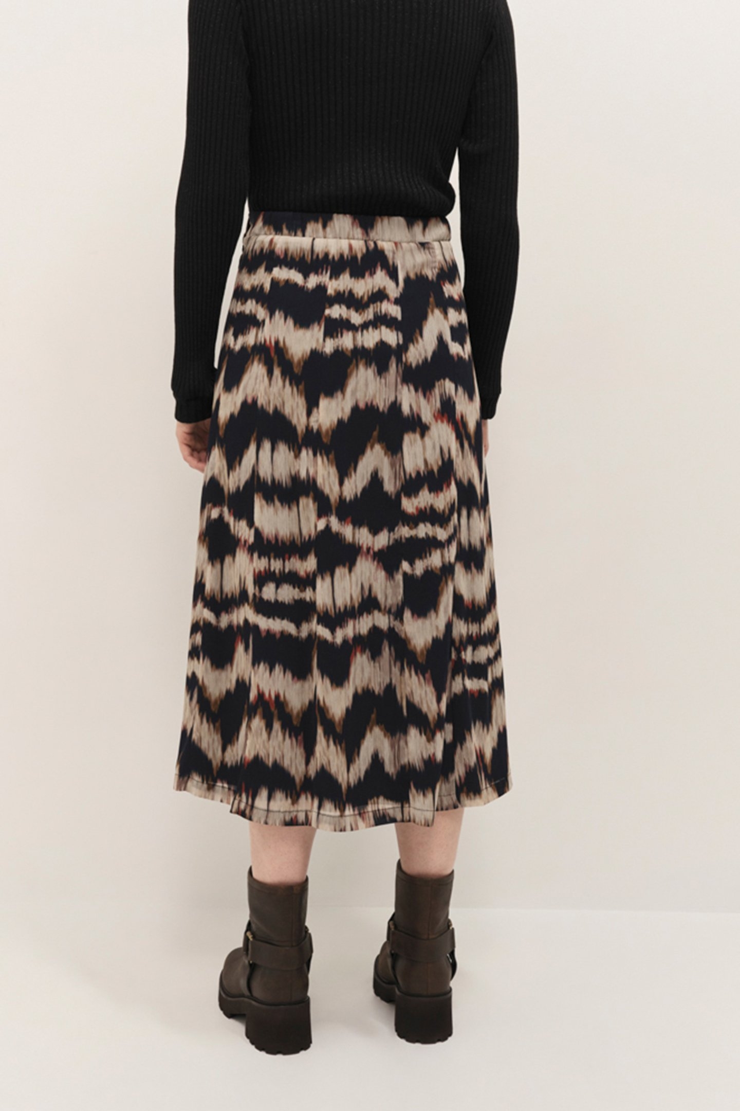 JOYAU - CHOCOLATE MIDI SKIRT WITH ARTY STRIPE PRINT 5