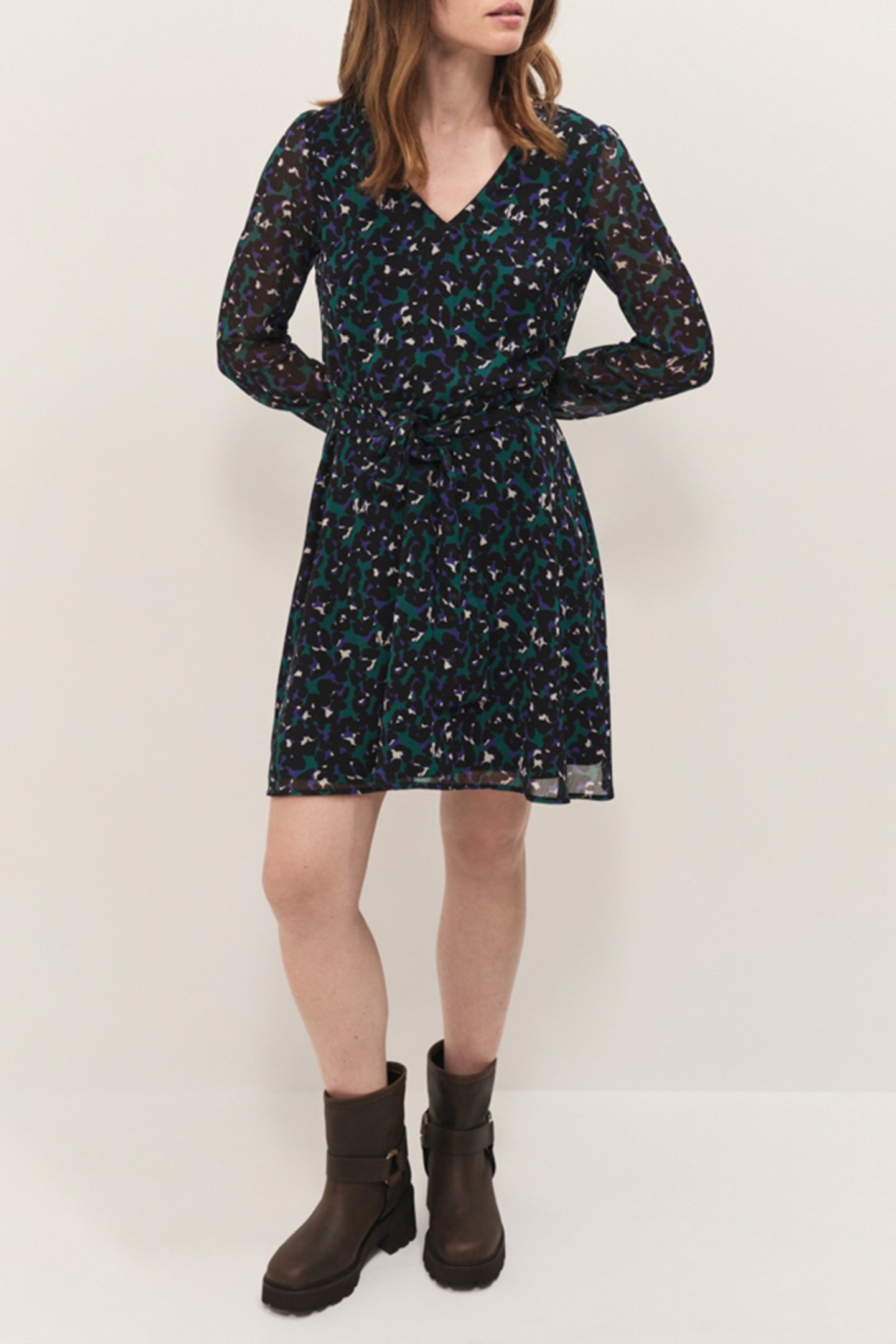 RAMI - EVERGREEN DRESS WITH TACHIST PRINT 4