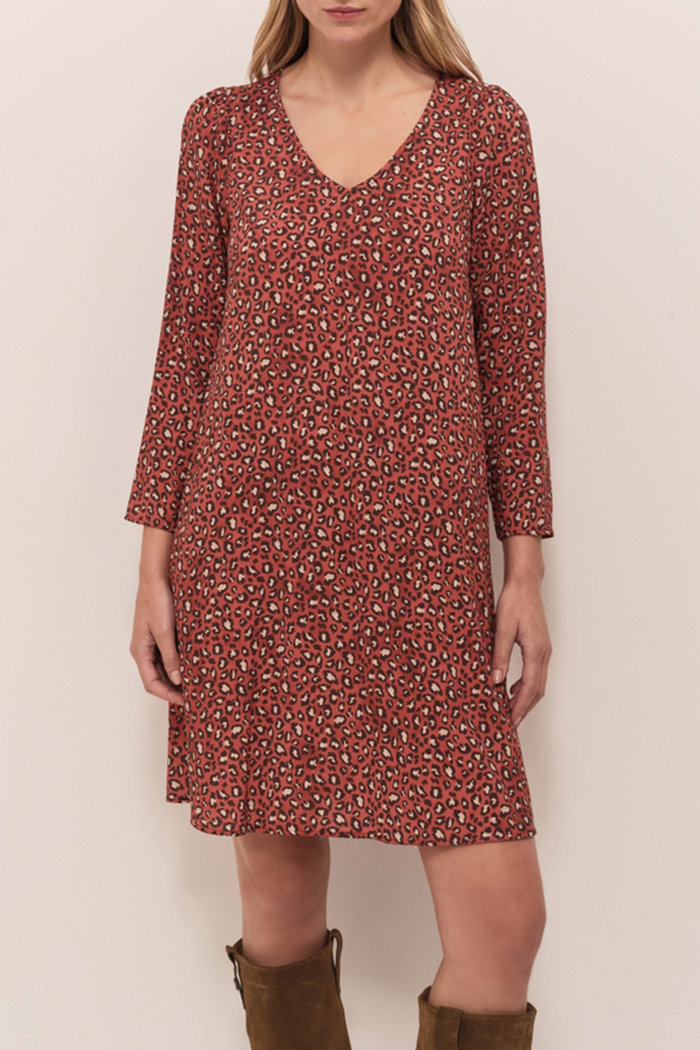 RIOM - PUMPKIN DRESS WITH WINTER SAFARI PRINT 1