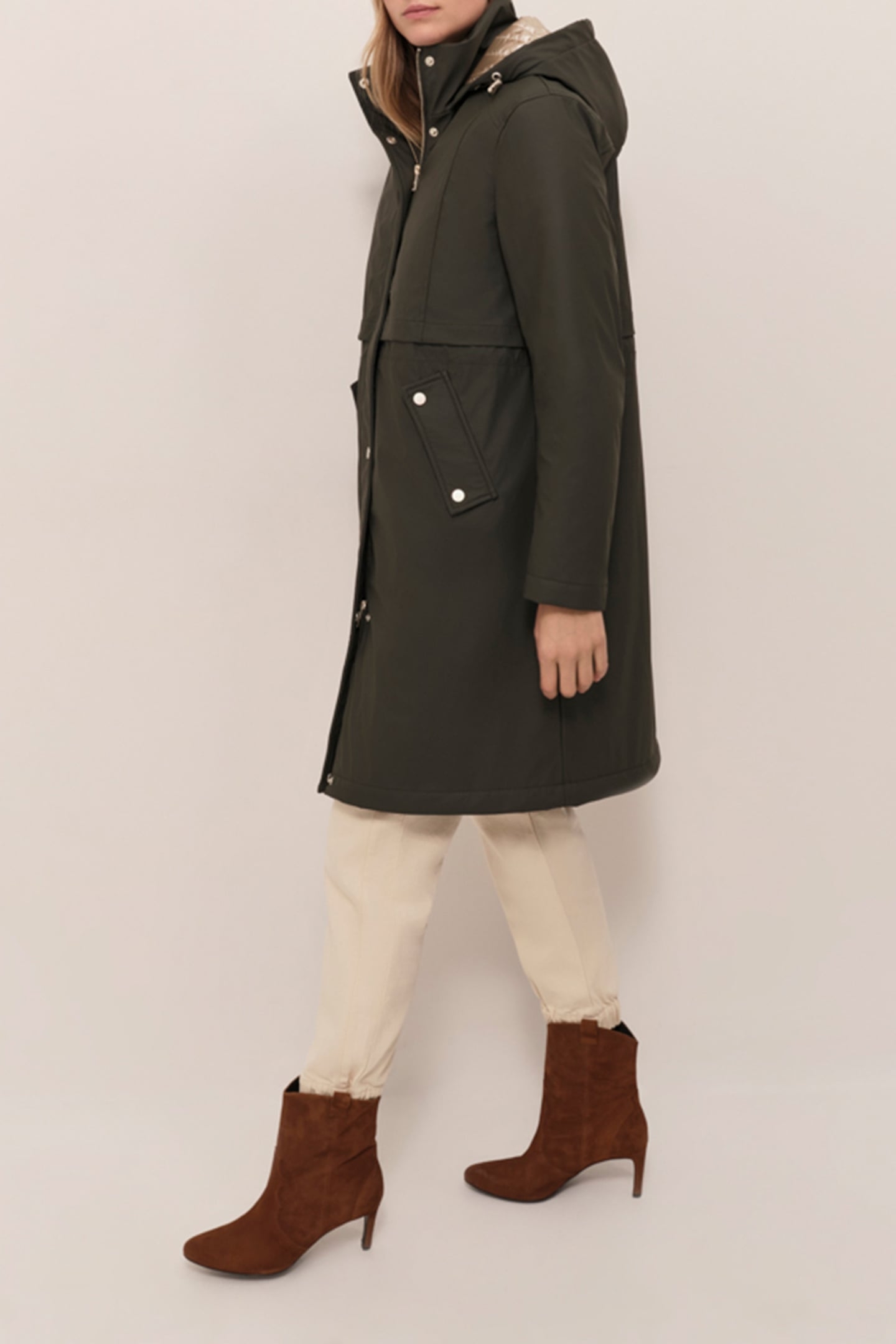 DUFFY - KHAKI WATER-REPELLENT RUBBER PARKA 4