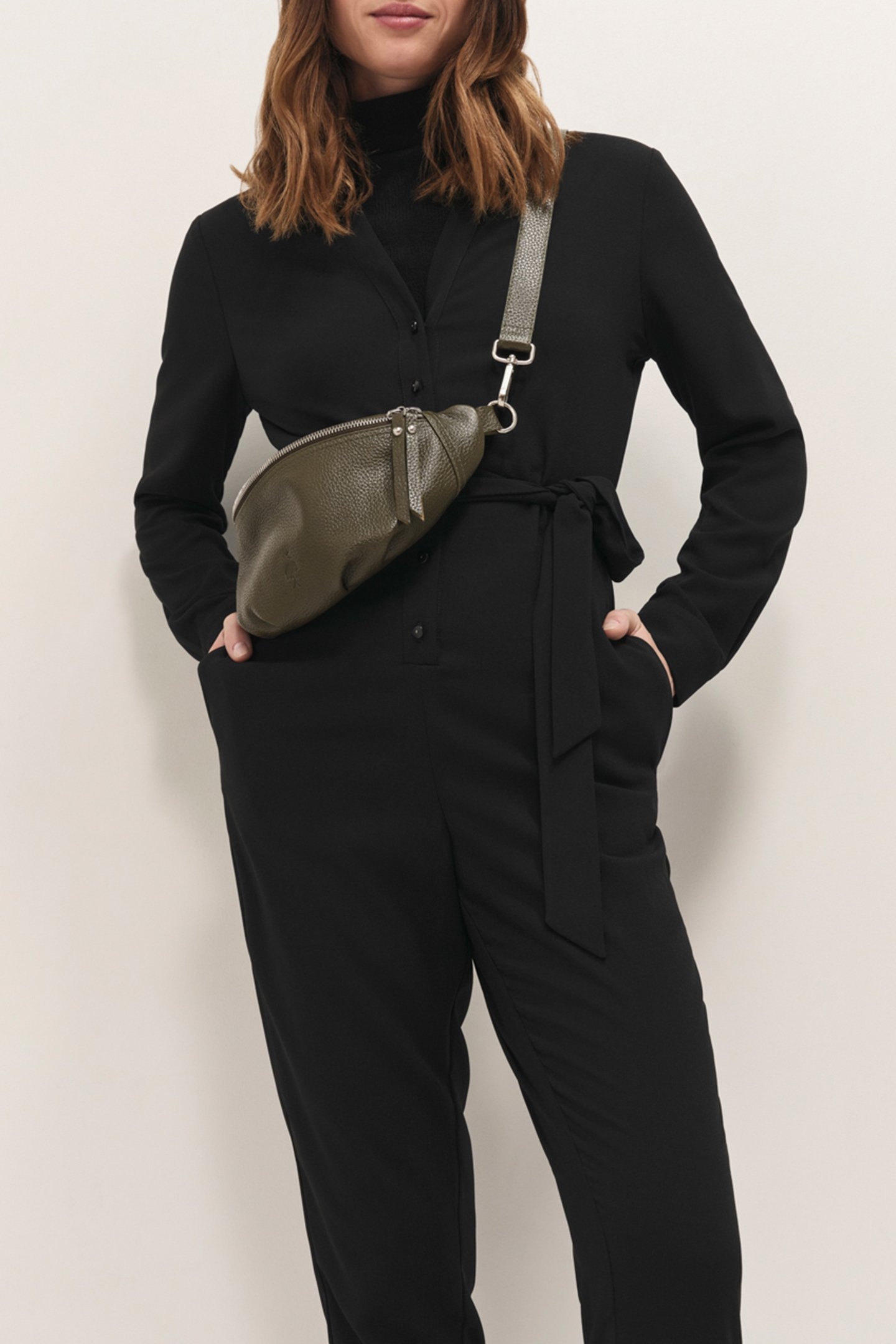RAG - LONG BLACK JUMPSUIT WITH SIDE TIE 4