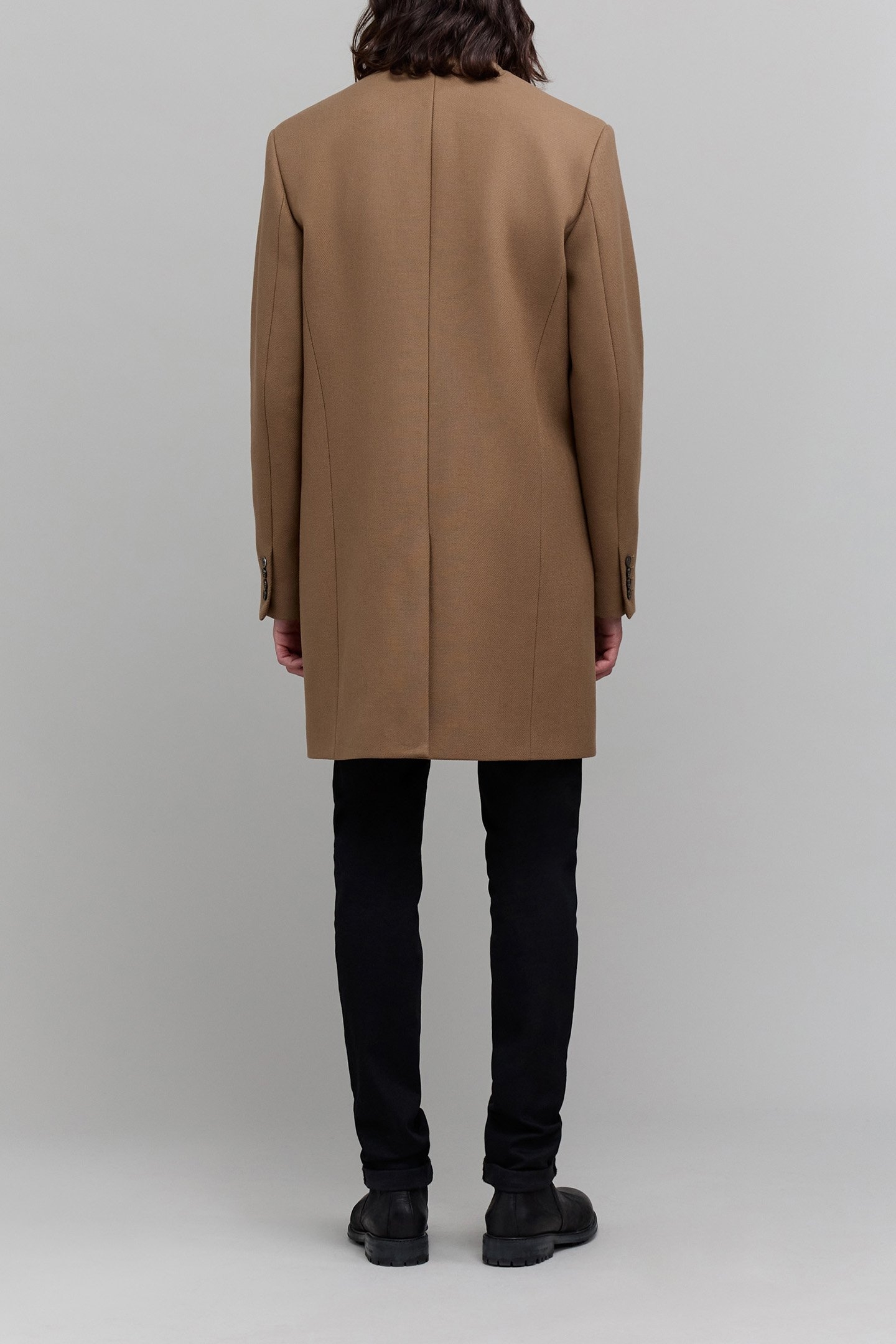 STRAIGHT BEIGE COAT WITH OFFICER'S COLLAR 3