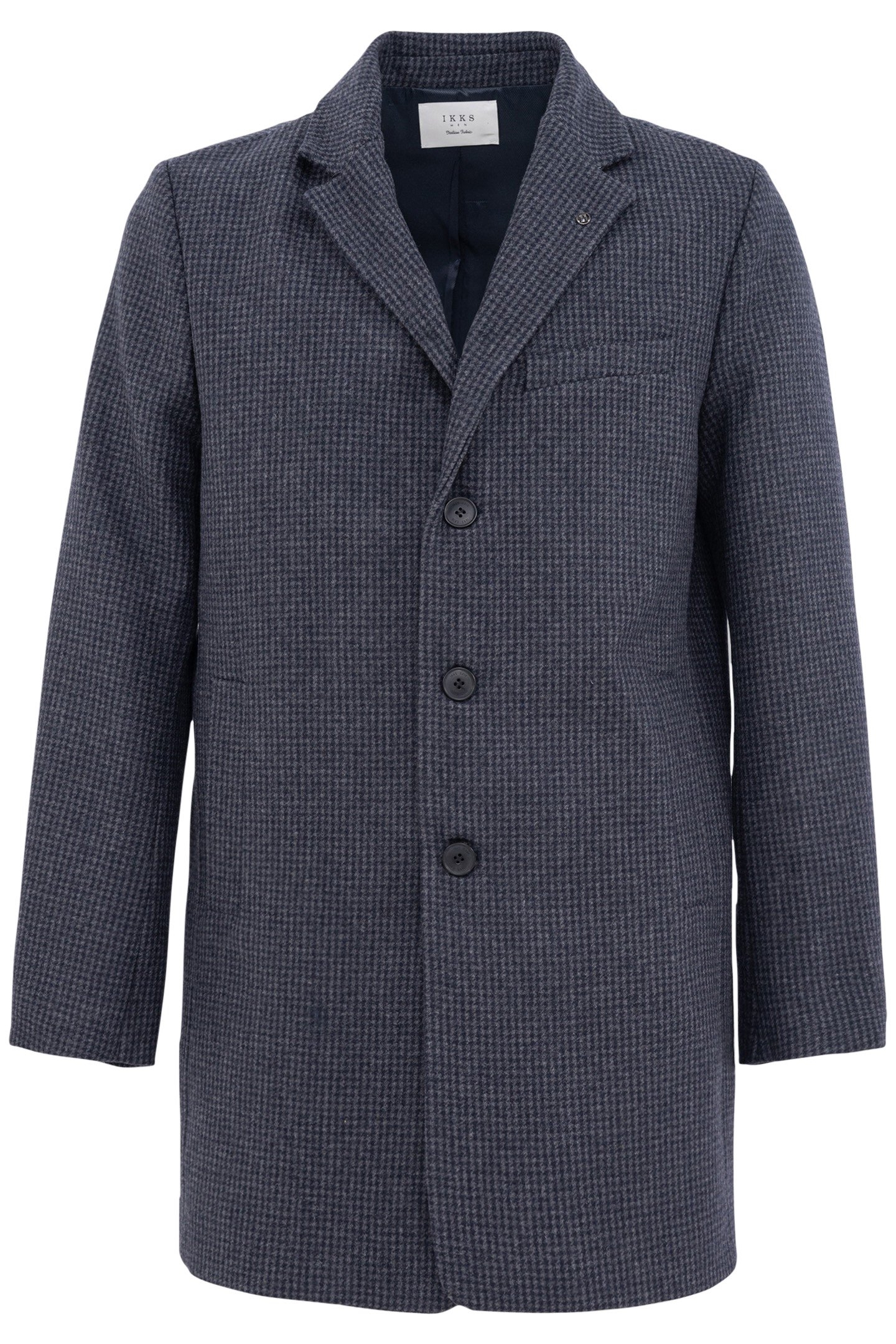 CHECK NAVY WOOL COAT 4