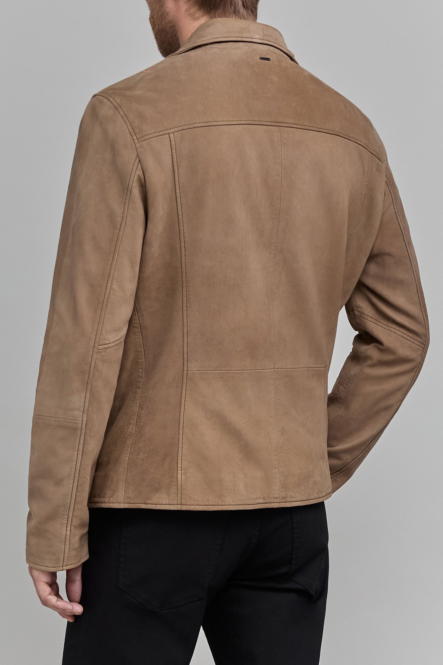 BEIGE LEATHER BIKER JACKET 2