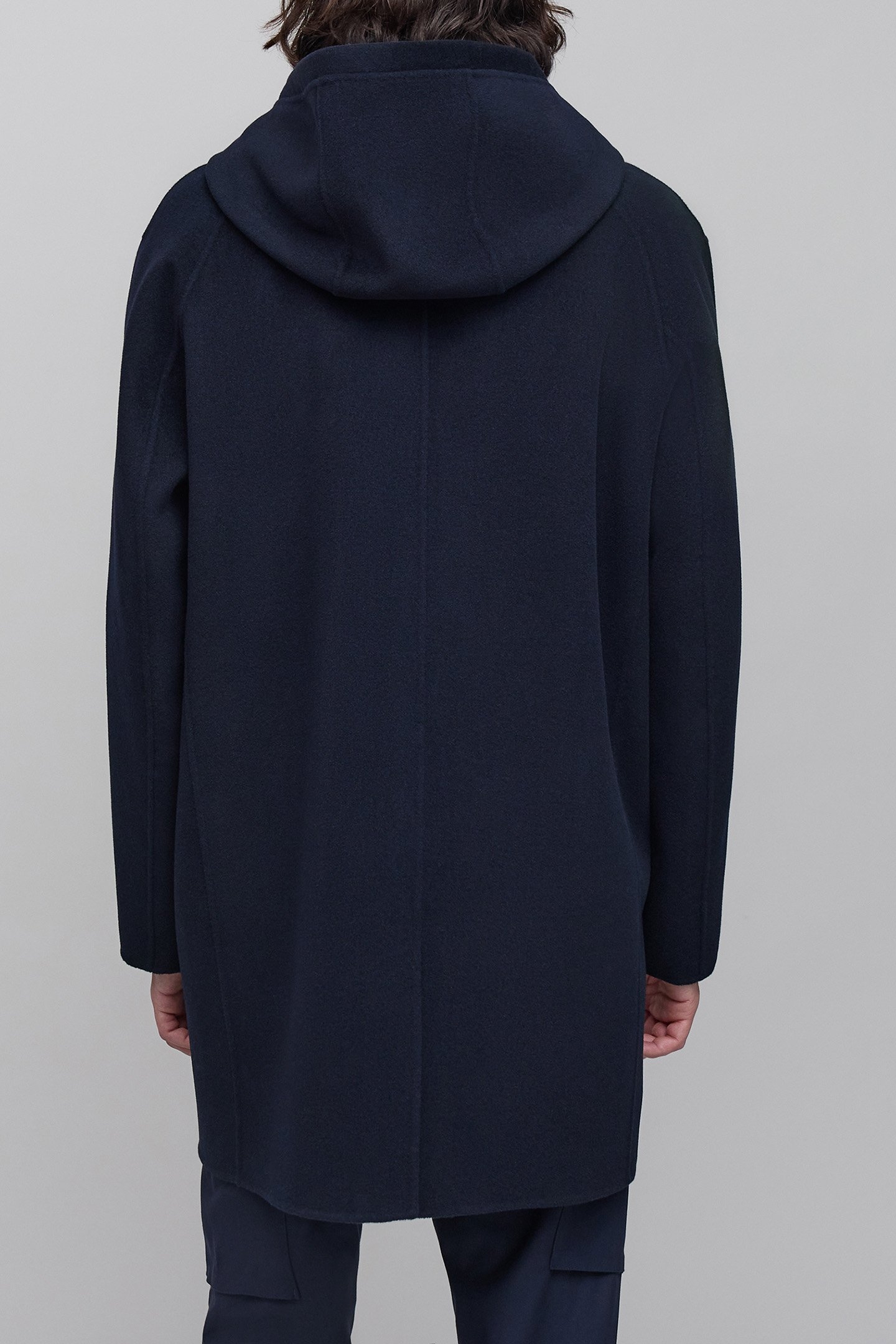 NAVY WOOL HOODED COAT 2