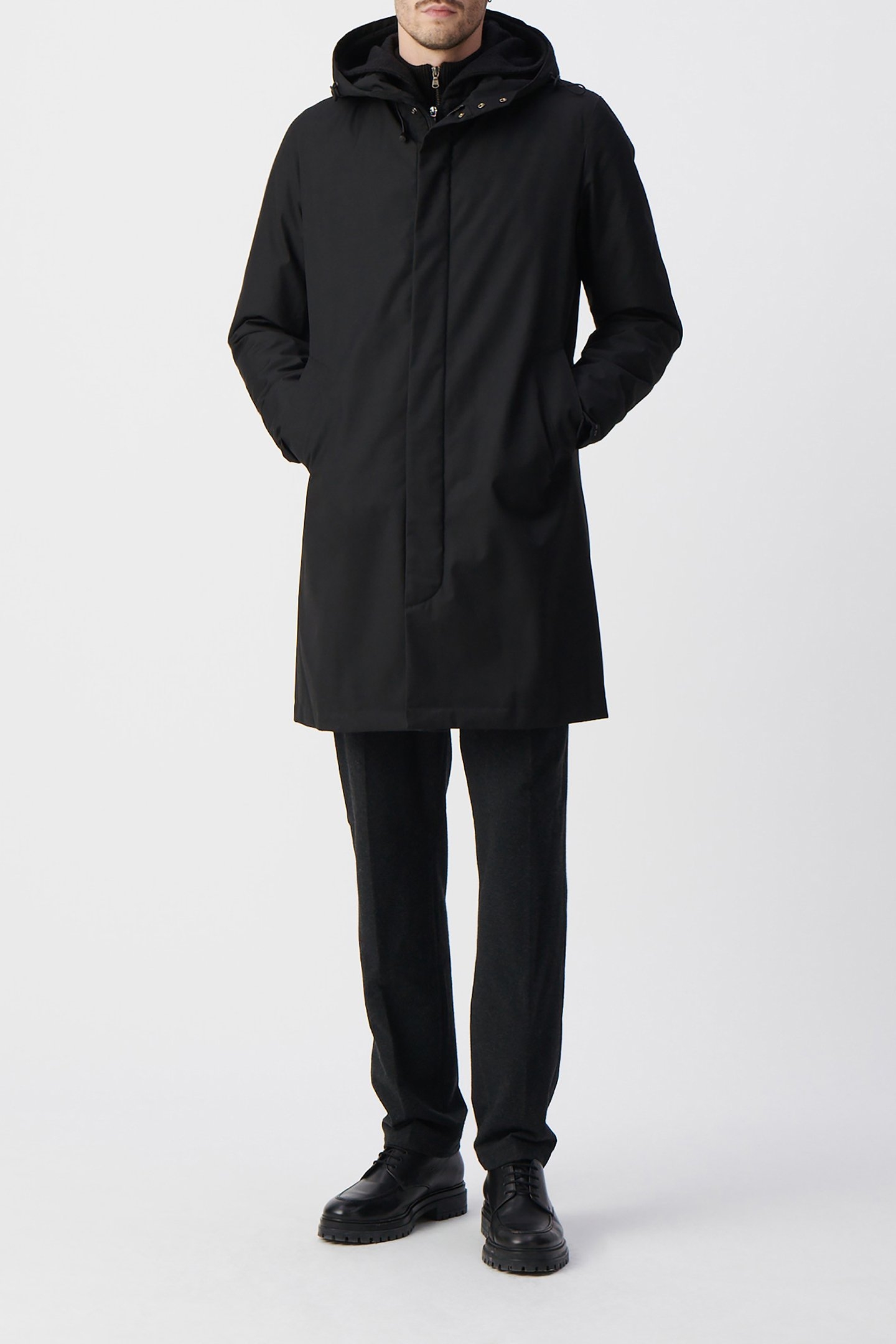 BLACK PARKA WITH REMOVABLE PIPING 1