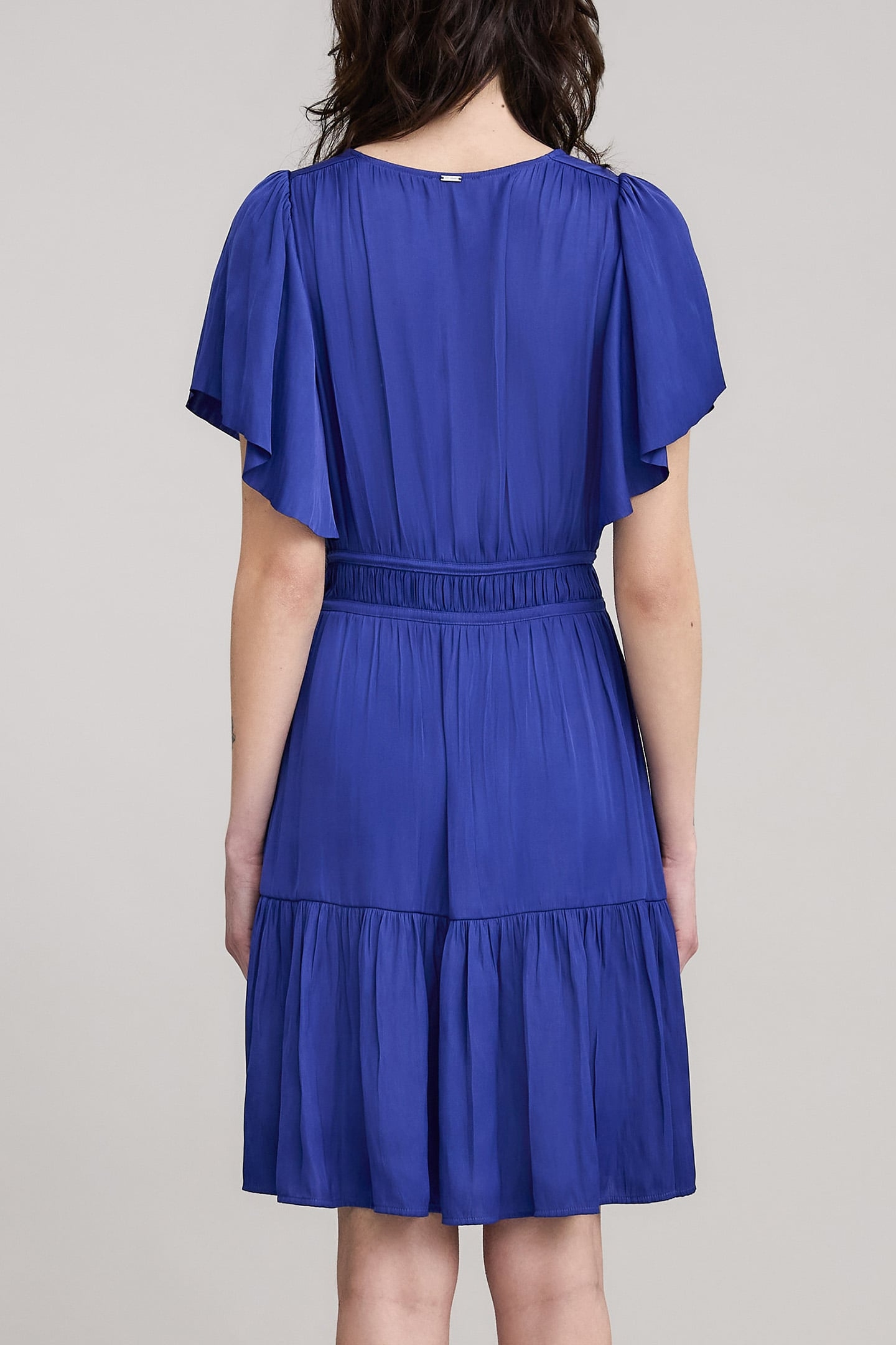 ROYAL BLUE CRUMPLED DRESS WITH BUTTERFLY SLEEVES 2