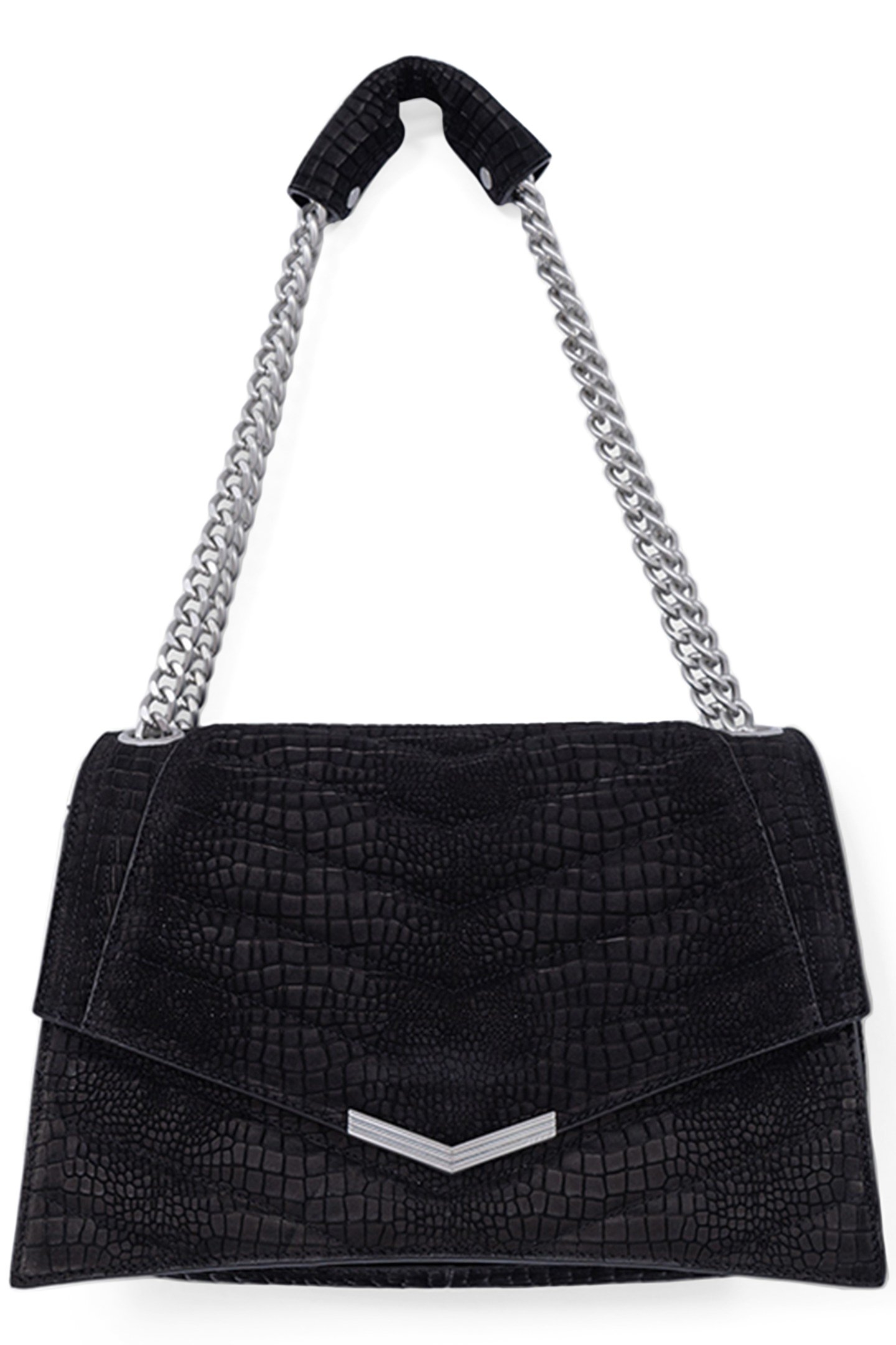 THE 1. BLACK CROCODILE-EFFECT EMBOSSED LEATHER BAG SIZE L 2