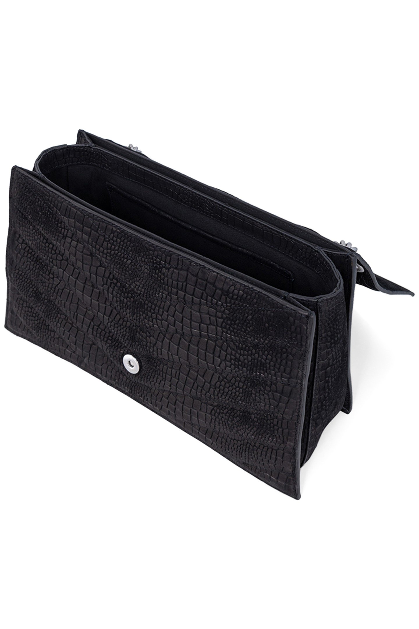 THE 1. BLACK CROCODILE-EFFECT EMBOSSED LEATHER BAG SIZE L 5