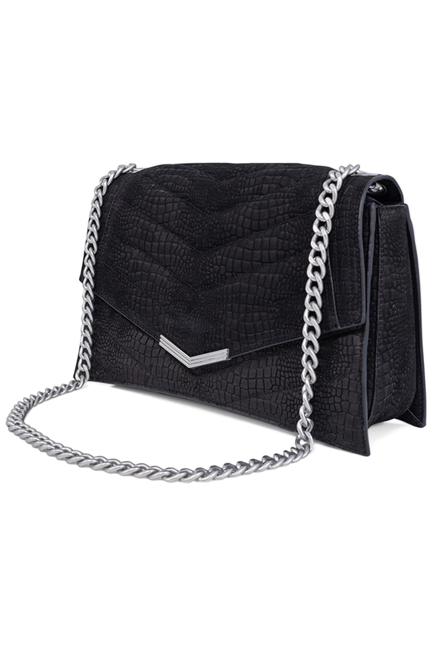THE 1. BLACK CROCODILE-EFFECT EMBOSSED LEATHER BAG SIZE L 4