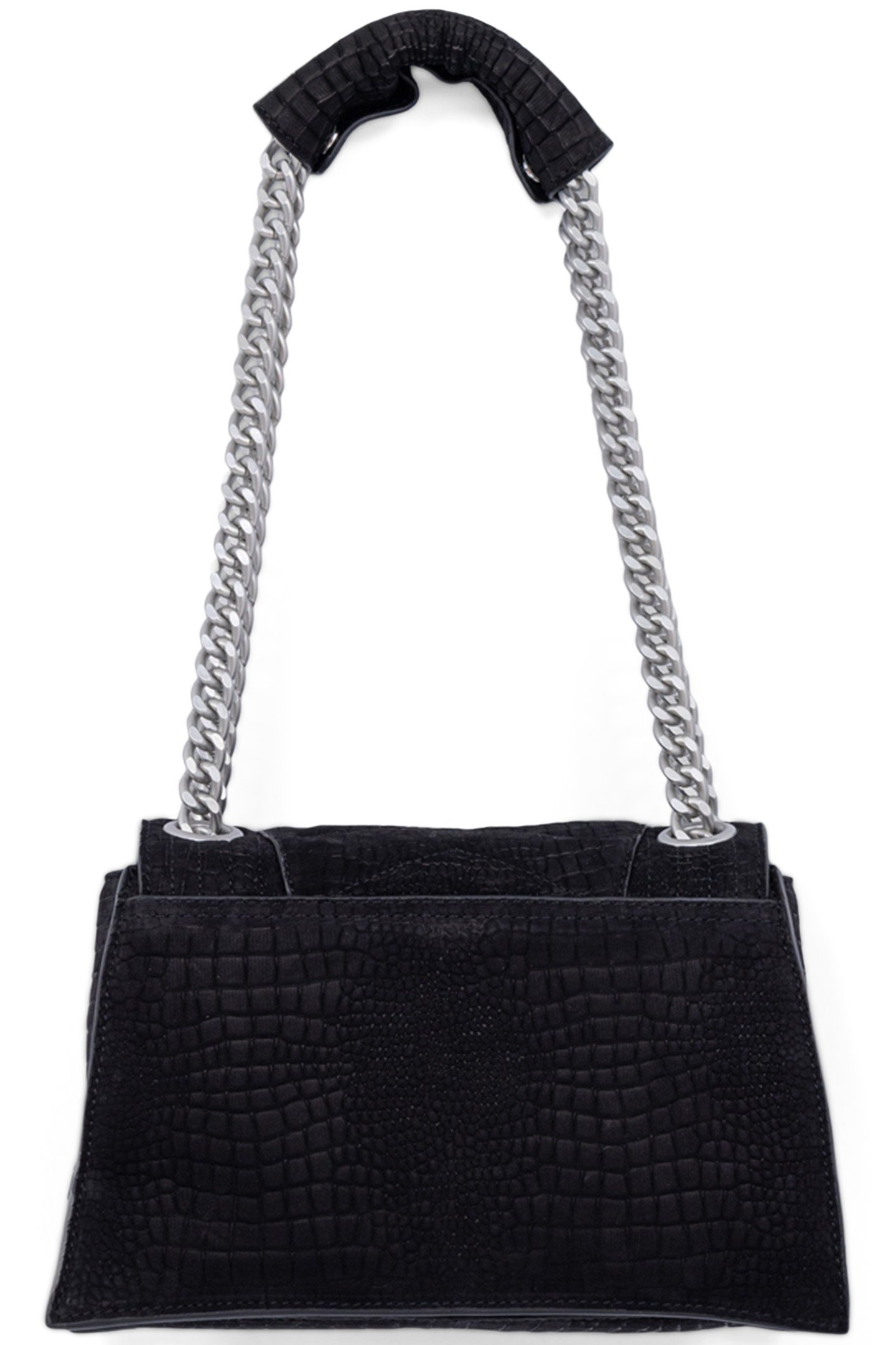 THE 1. ANIMALS BLACK LEATHER EMBOSSED CROCODILE SIZE M 3