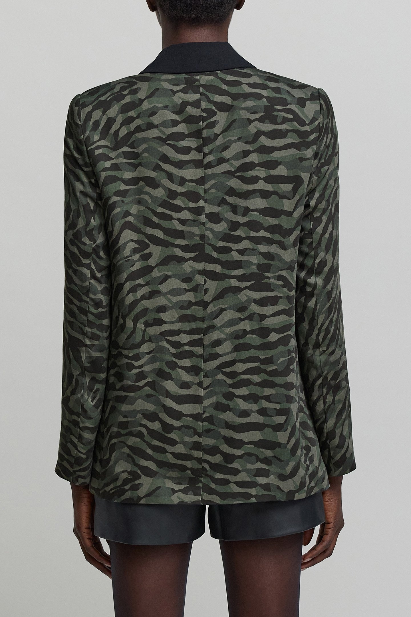 FLOWING KHAKI CAMOUFLAGE PRINT SUIT JACKET 2