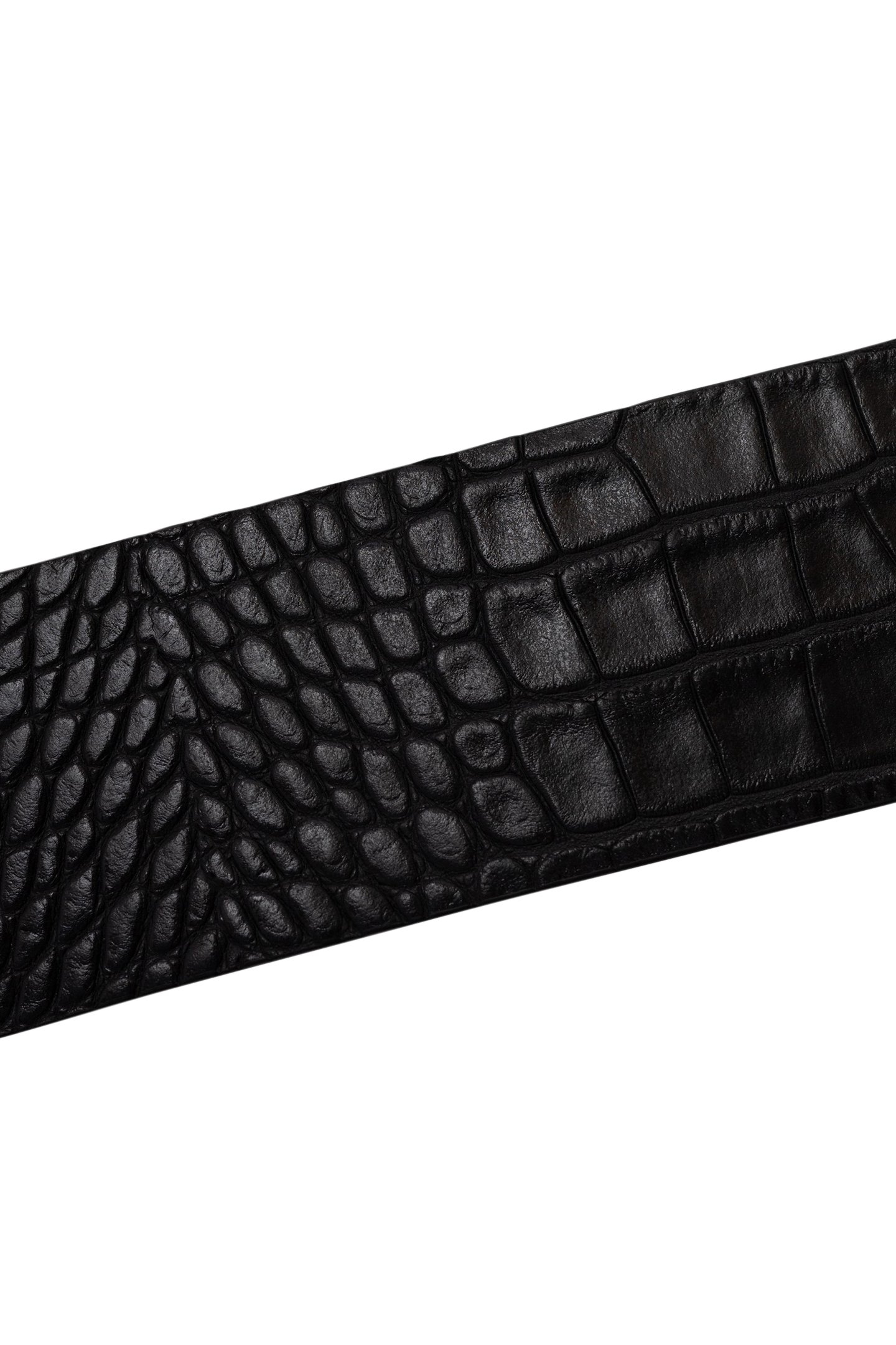 CROCODILE-EFFECT EMBOSSED LEATHER BLACK DRESS BELT 5
