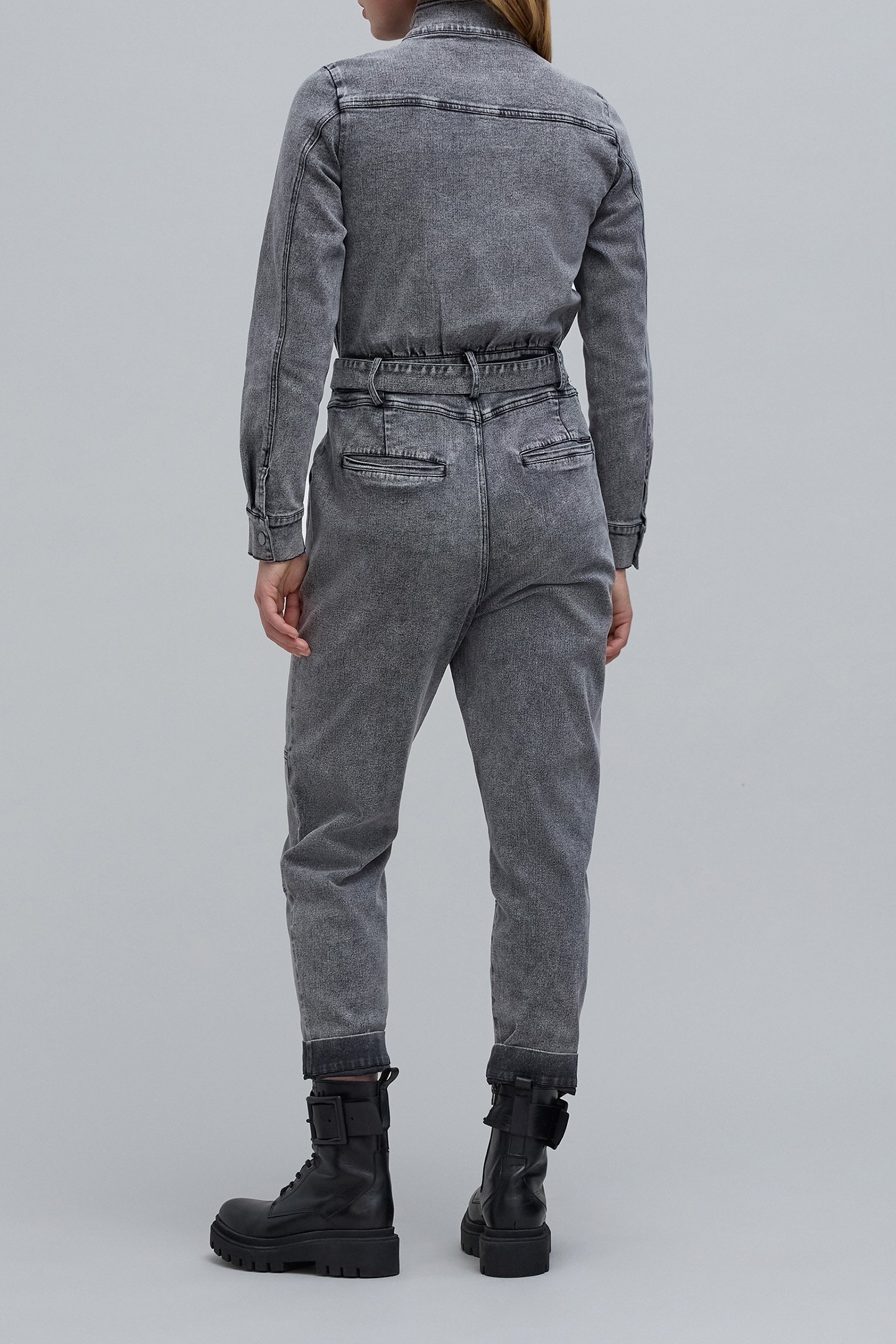 GREY DENIM ZIP-UP JUMPSUIT 2