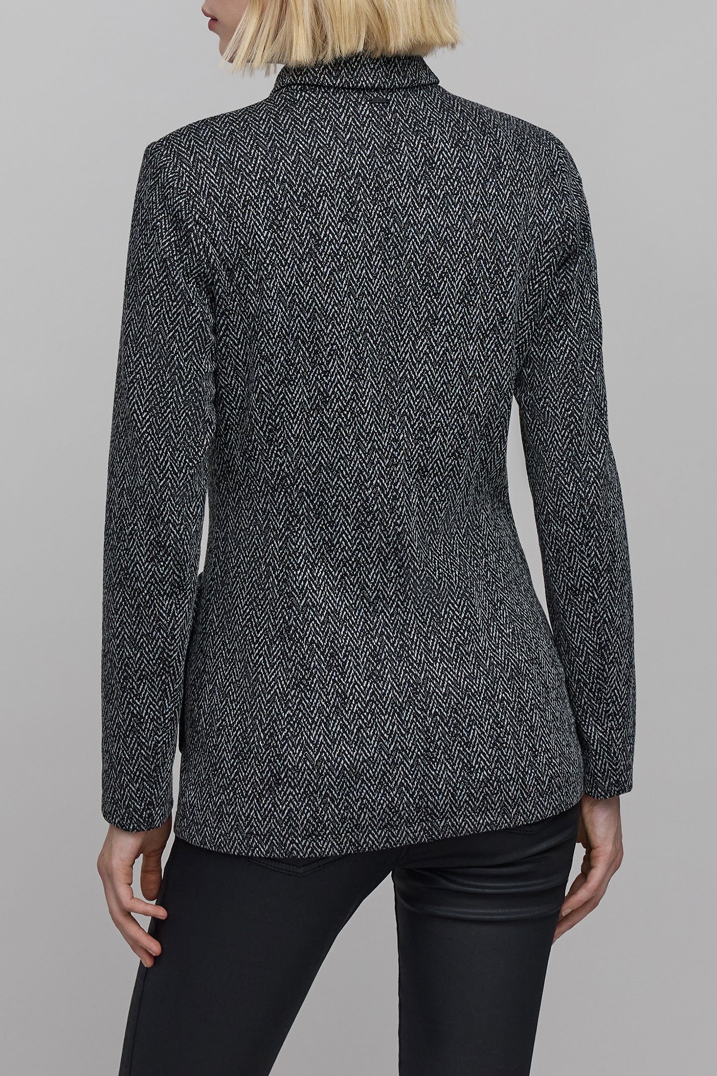 GREY HERRINGBONE-KNIT ZIP-UP JACKET 2