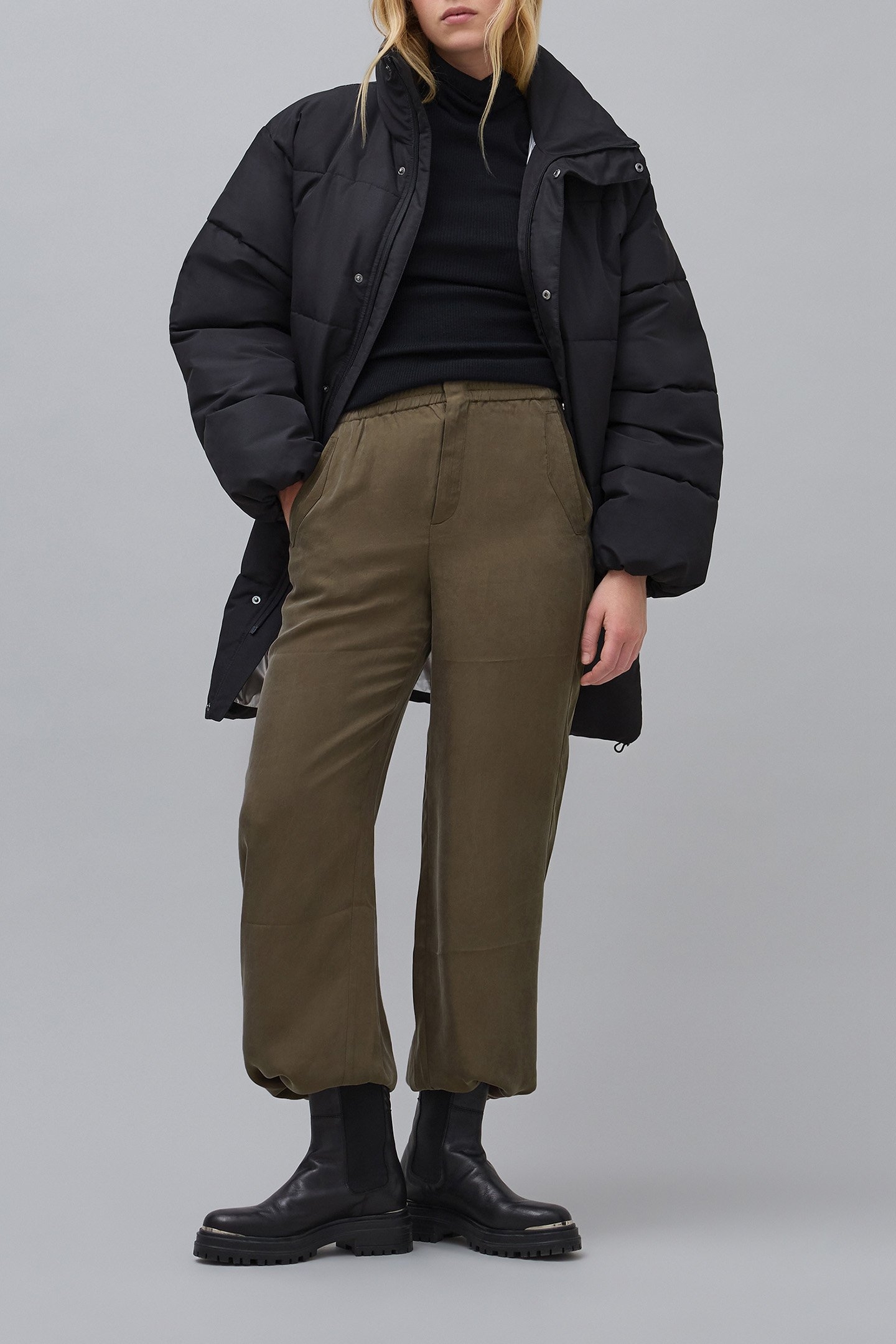 BLACK SATIN LOOSE-FIT JACKET 2