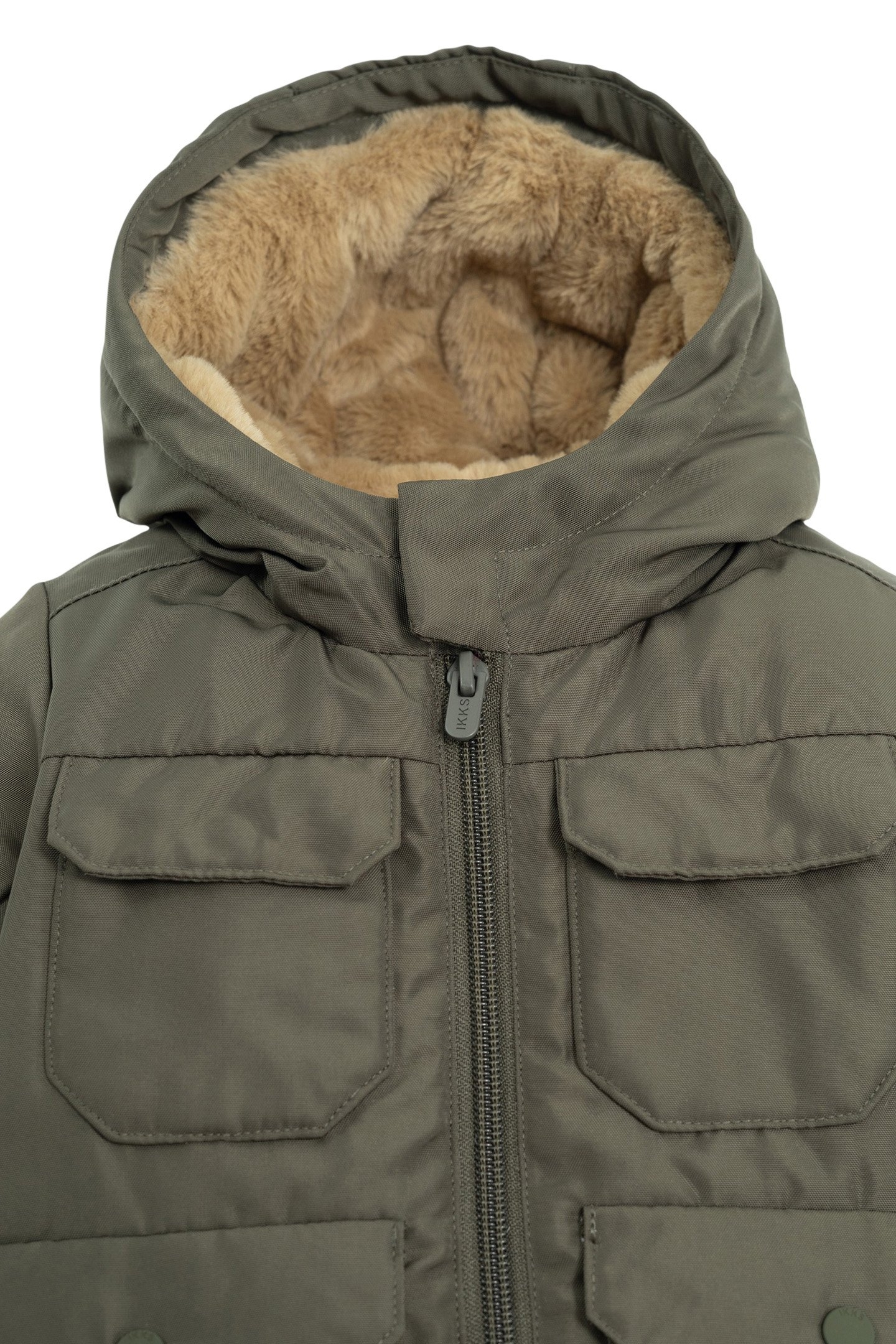 BABY BOY KHAKI NYLON COATED PARKA 4
