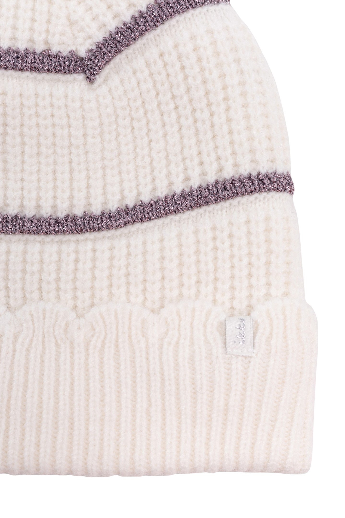 GIRL'S ECRU LUREX STRIPED KNITTED HAT 3