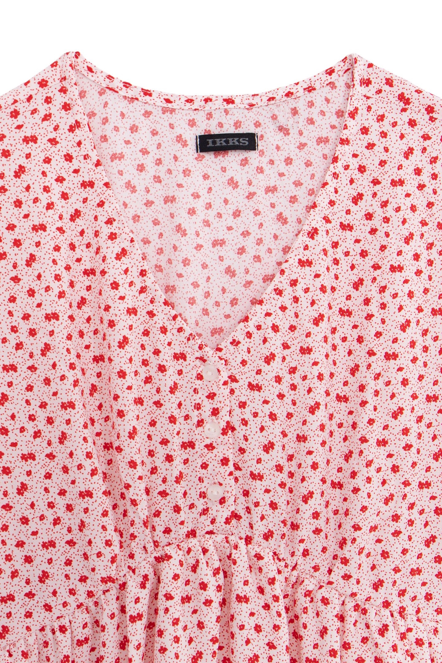 ECRU MIDI DRESS LENZING™ ECOVERO™ RED FLOWERS GIRL 3