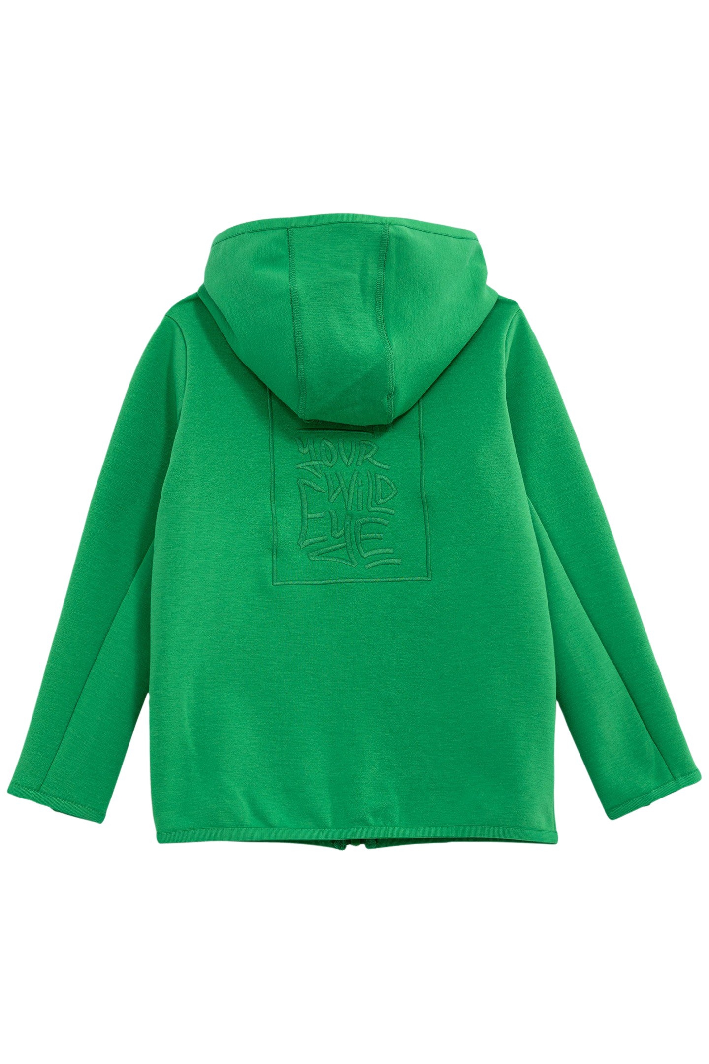 BOY'S GREEN ZIPPED CARDIGAN, SLOGAN EMBROIDERED ON BACK 2