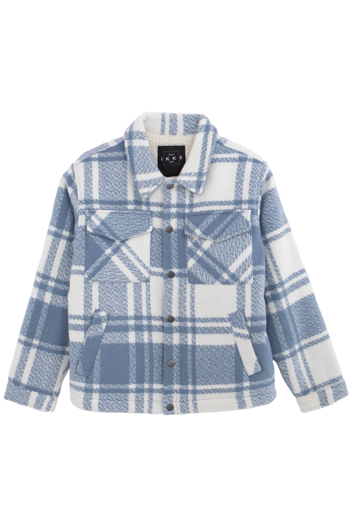BOY'S BLUE WOOL PLAID JACKET WITH LINING 1