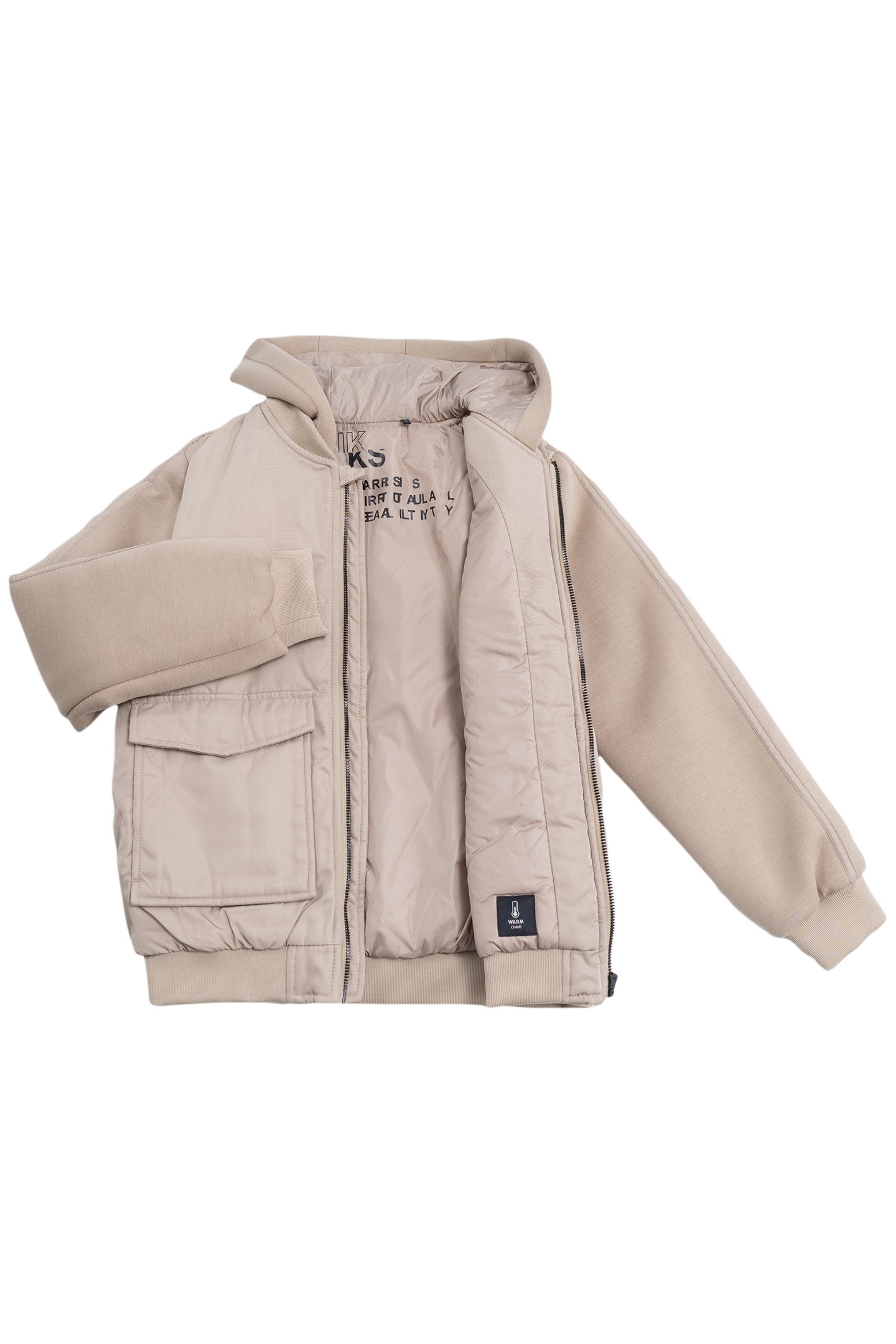 BEIGE TWO-PLY HOODED JACKET FOR BOYS 3