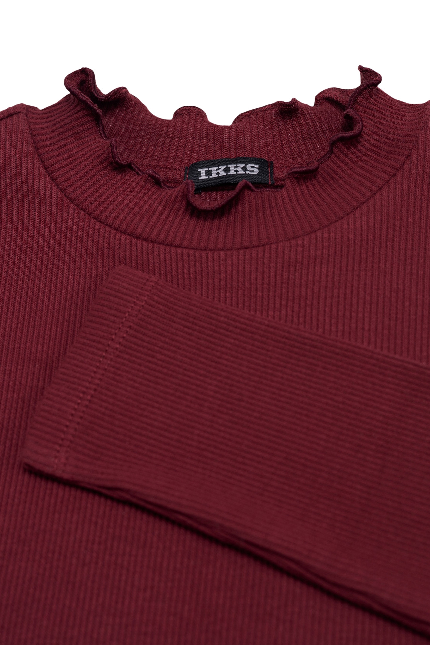GIRLS' BURGUNDY RIB-KNIT T-SHIRT 6