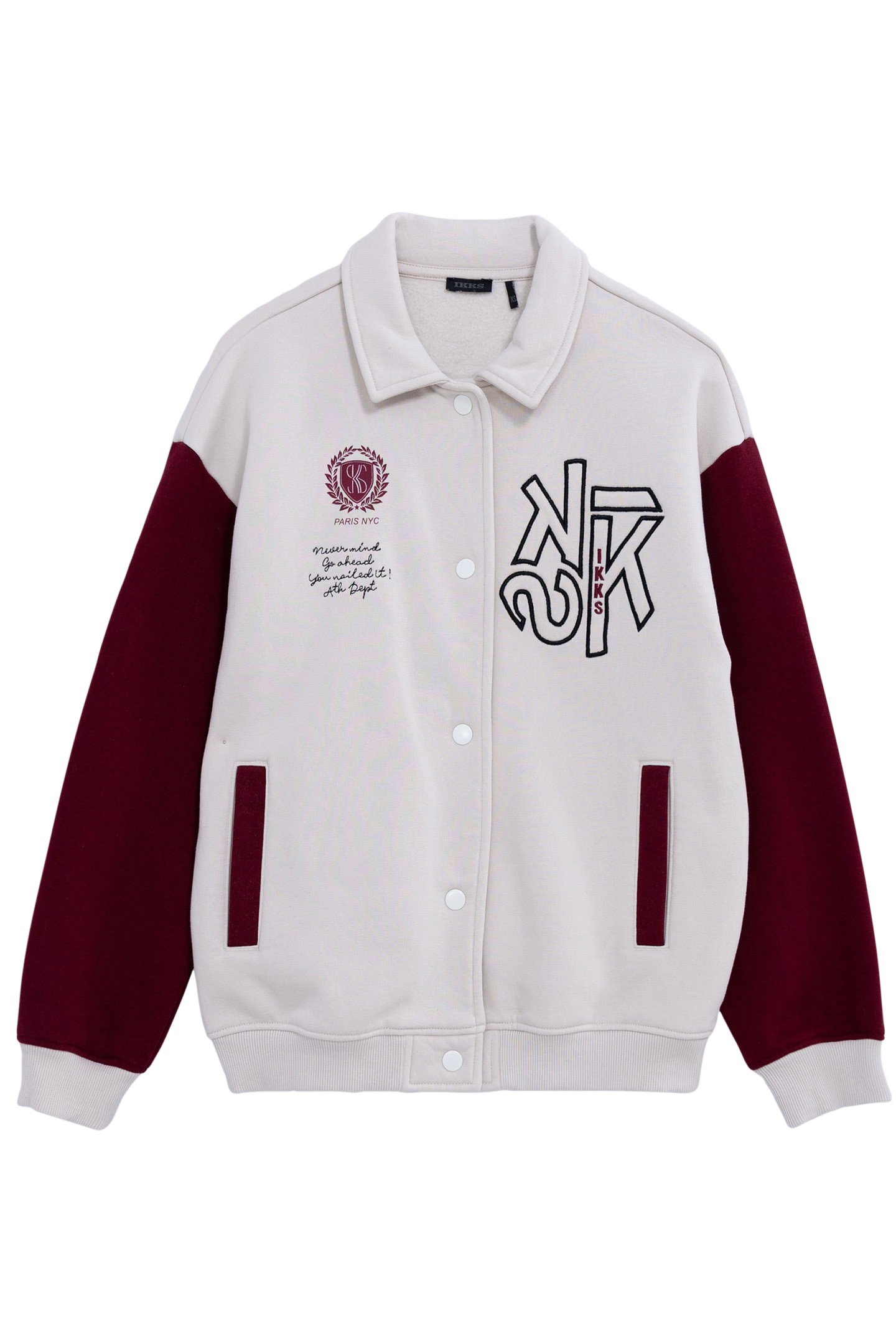 GIRL'S TWO-TONE BEIGE FLEECE BOMBER CARDIGAN 1