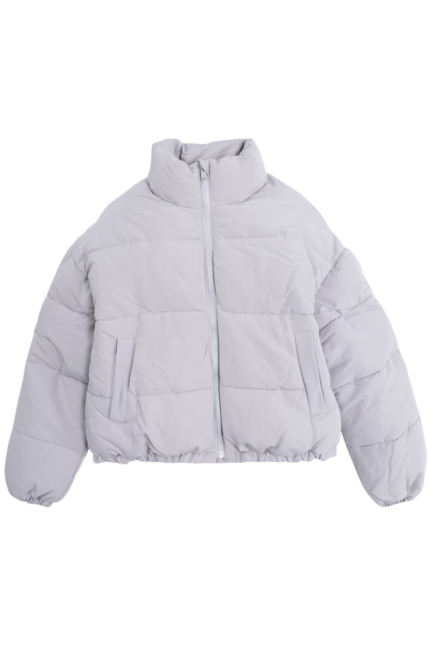 GIRL'S SHORT RECYCLED GREY QUILTED DOWN JACKET 1