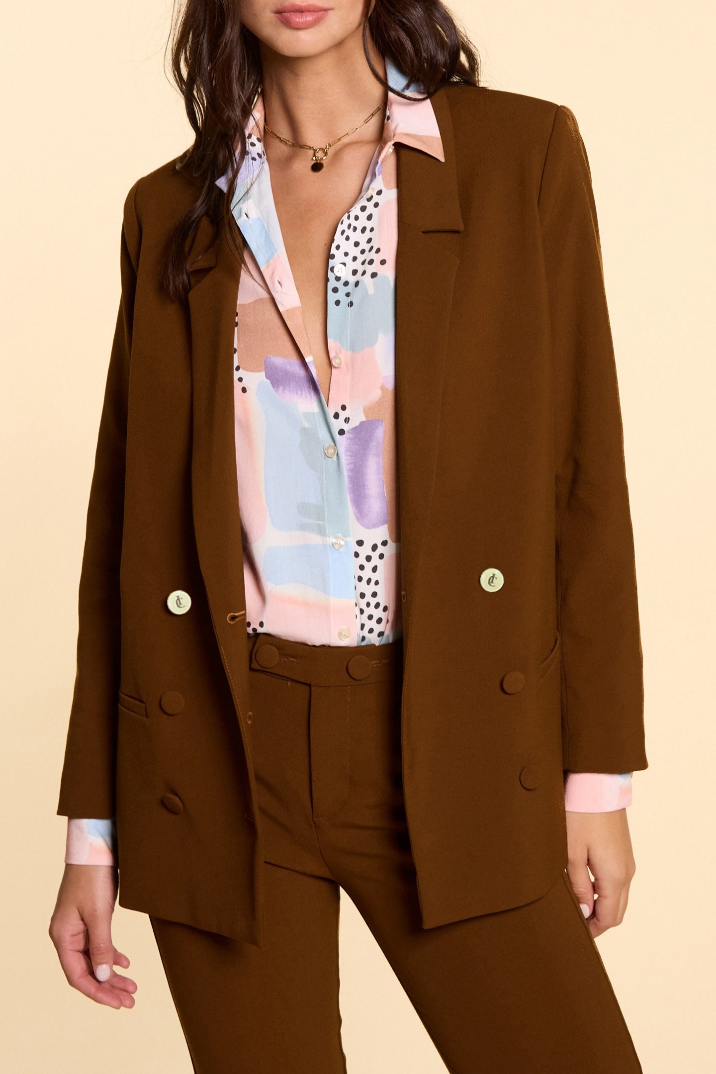 CAMEL DOUBLE-BREASTED SUIT JACKET 1