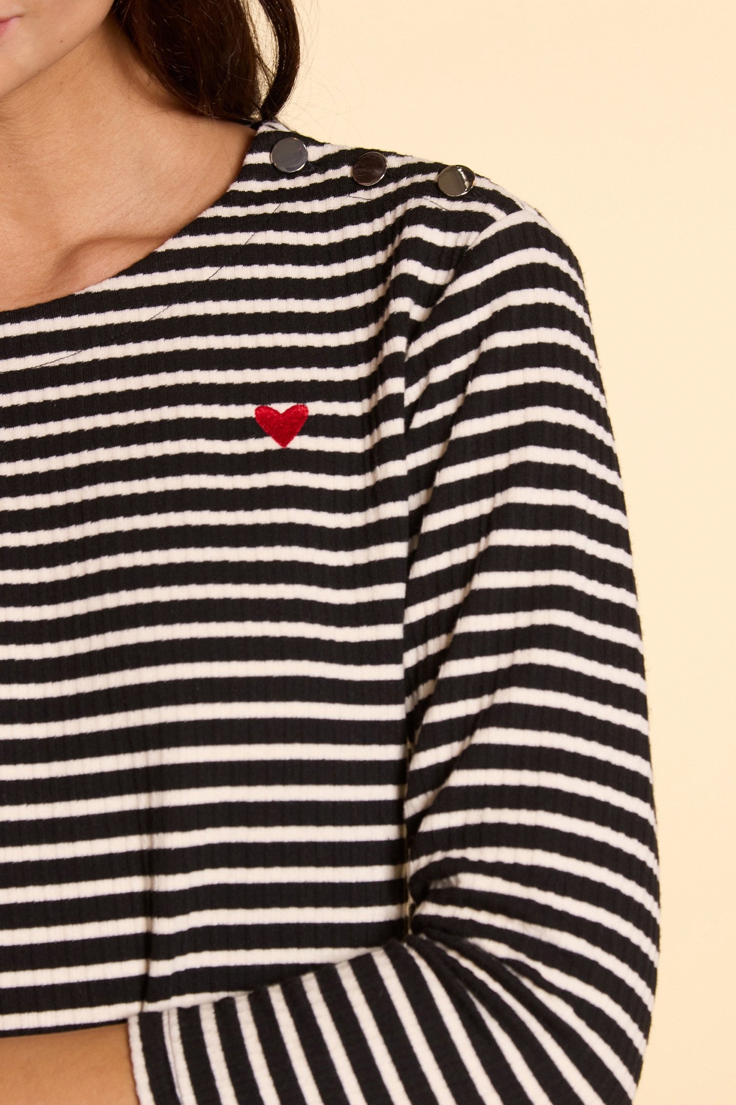 BLACK SAILOR STRIPE TOP WITH HEART EMBROIDERY 7
