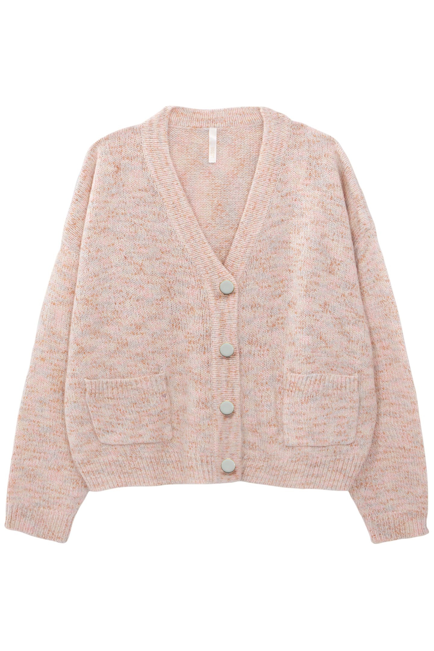 ECRU MOTTLED PASTEL KNITTED CARDIGAN 3