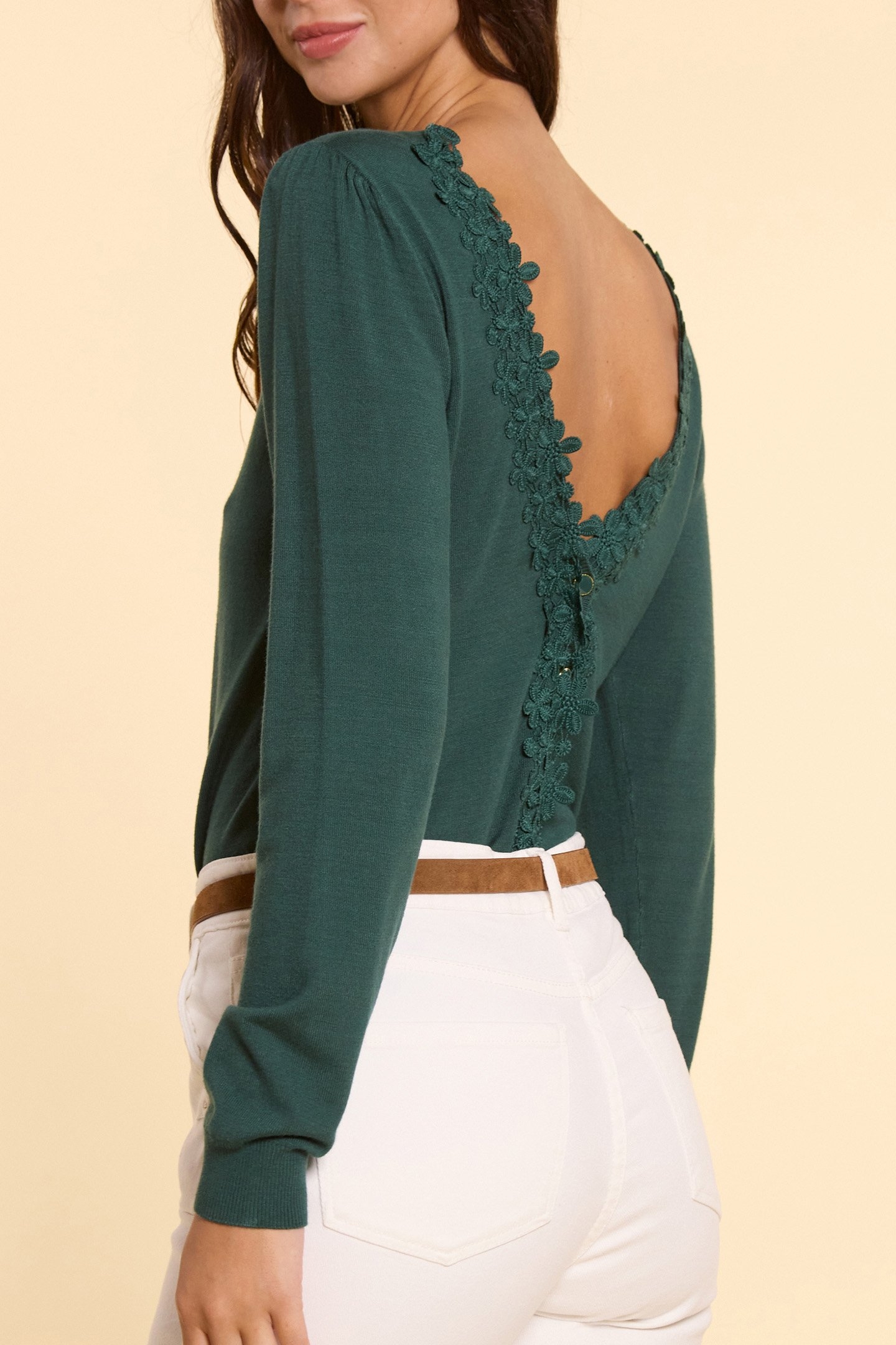 NIGHT GREEN KNIT FRONT/BACK REVERSIBLE SWEATER 2