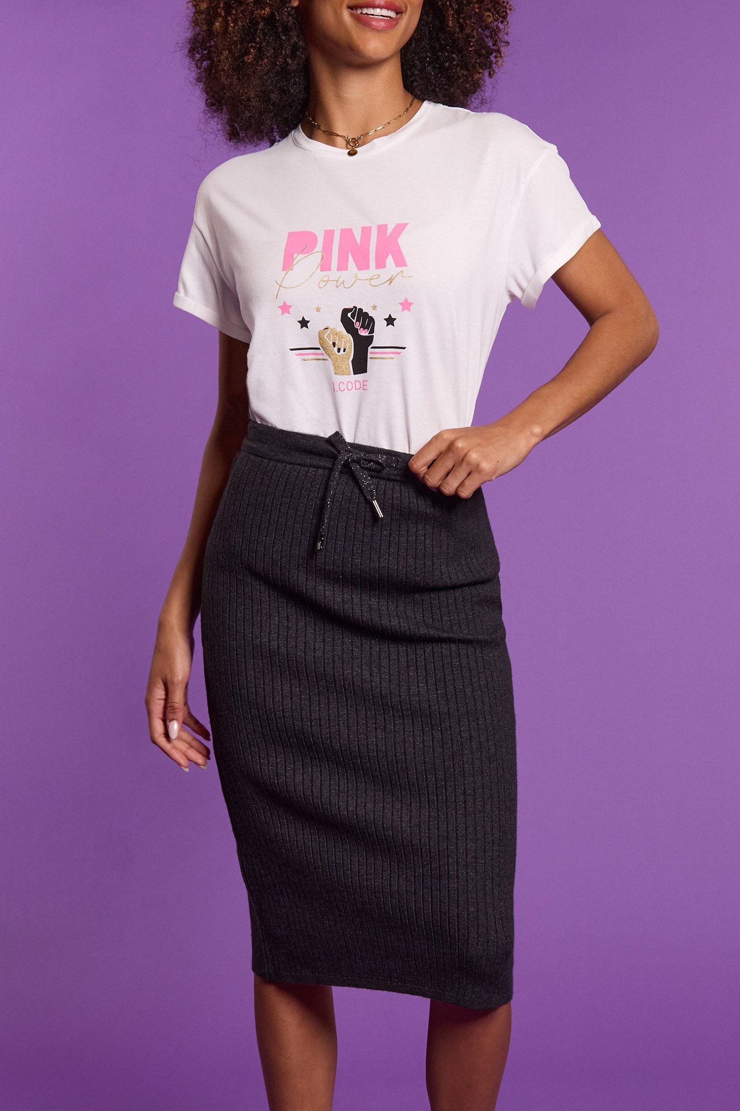 CHARCOAL RIBBED KNIT SKIRT 5