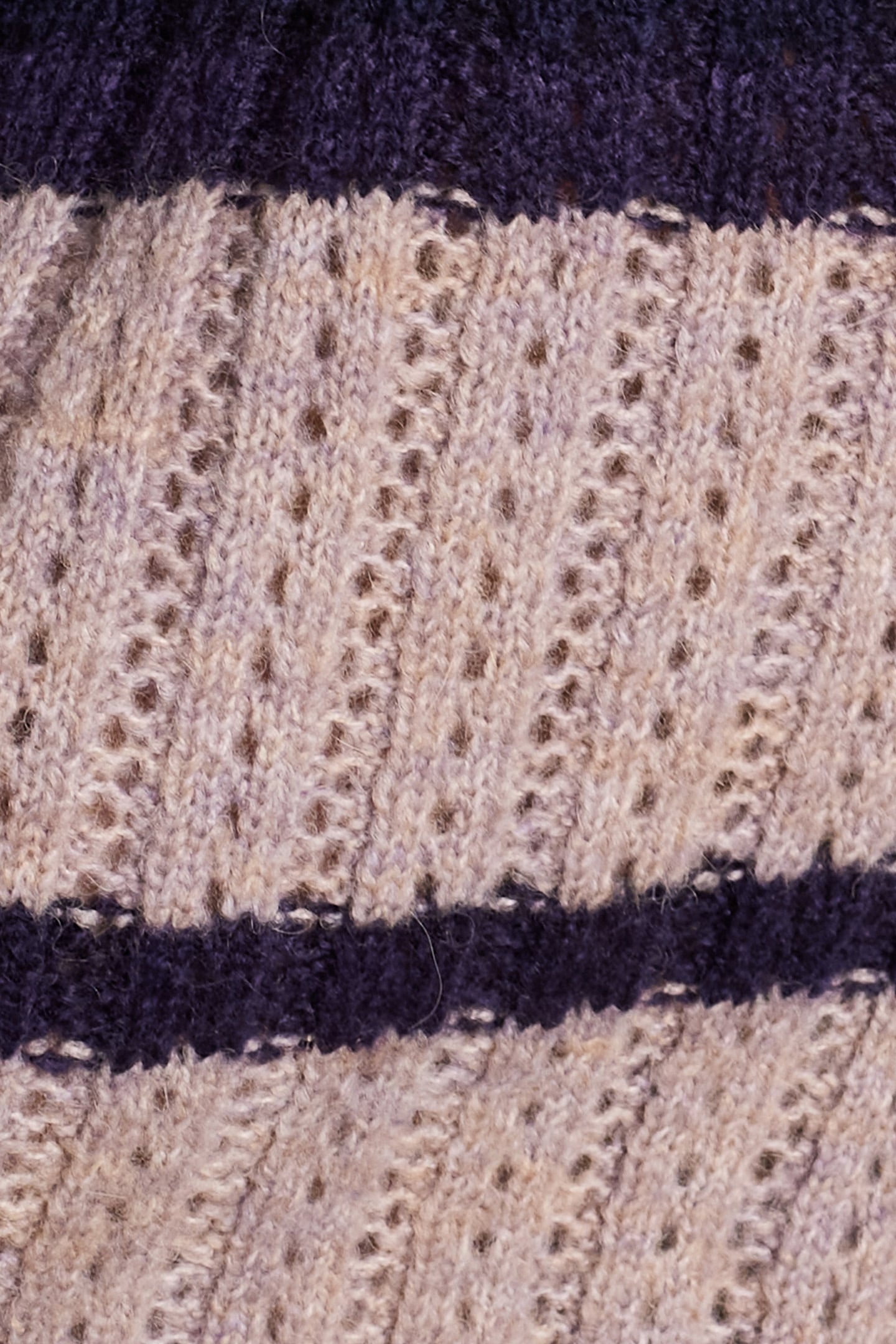 NAVY OPENWORK KNIT CARDIGAN WITH STRIPE PATTERN 6
