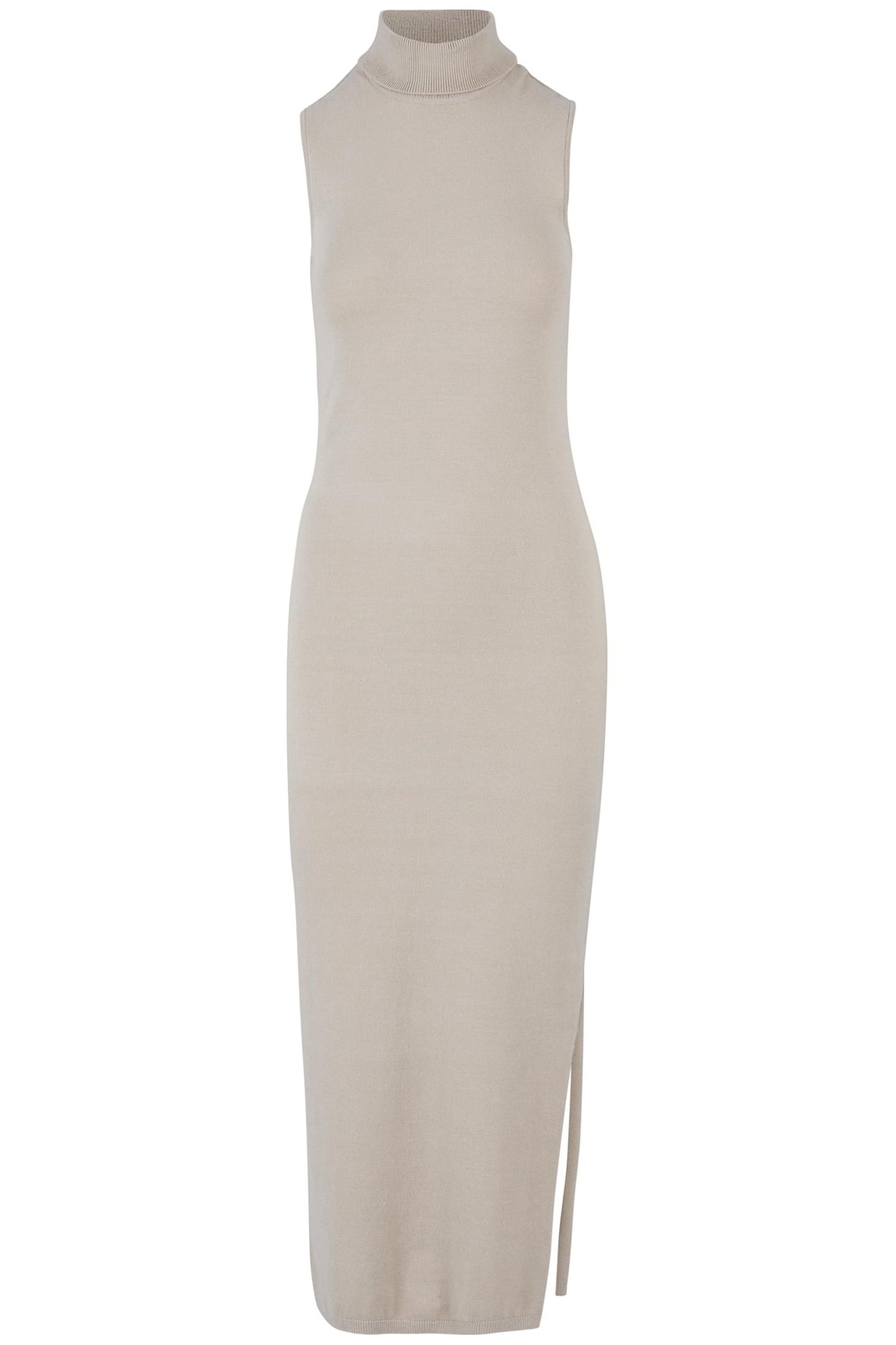 LADIES KNITTED ECO VISCOSE TURTLENECK DRESS WETSAND 1