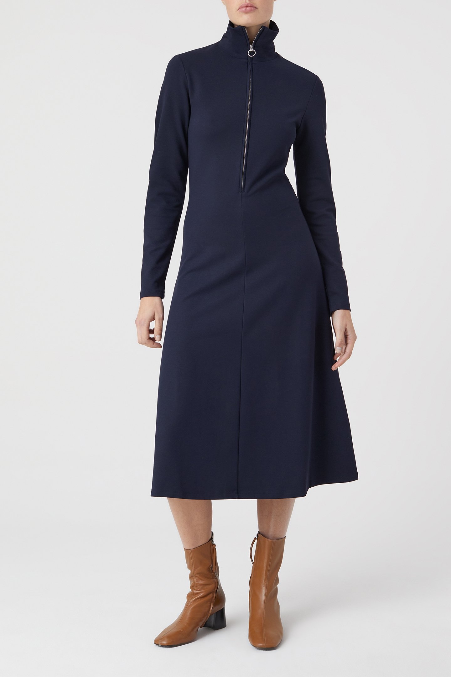 HALF ZIPP JERSEY DRESS DRESSES DARK NIGHT 1