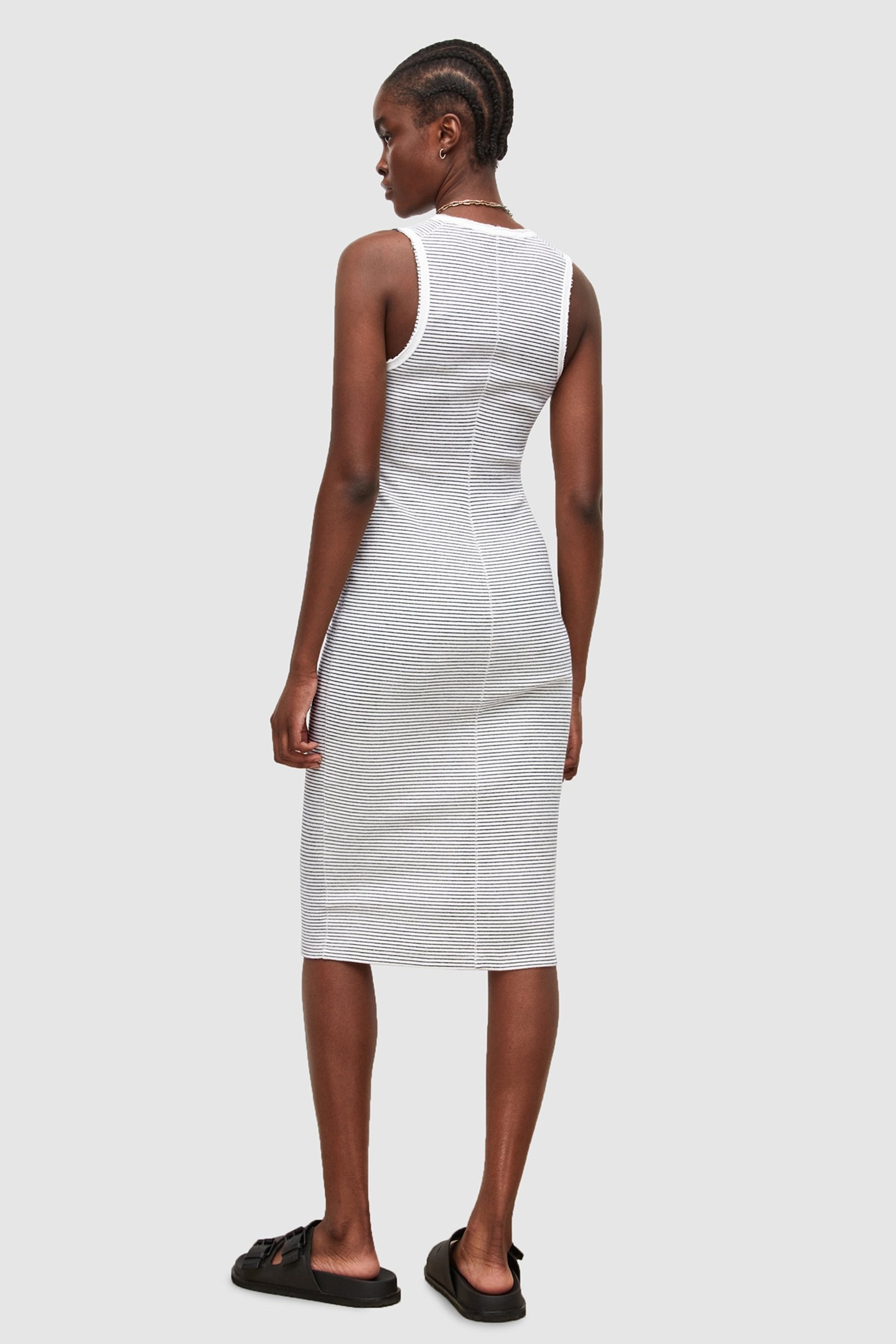 ALICIA STRIPE DRESS CHALK/BLACK 2