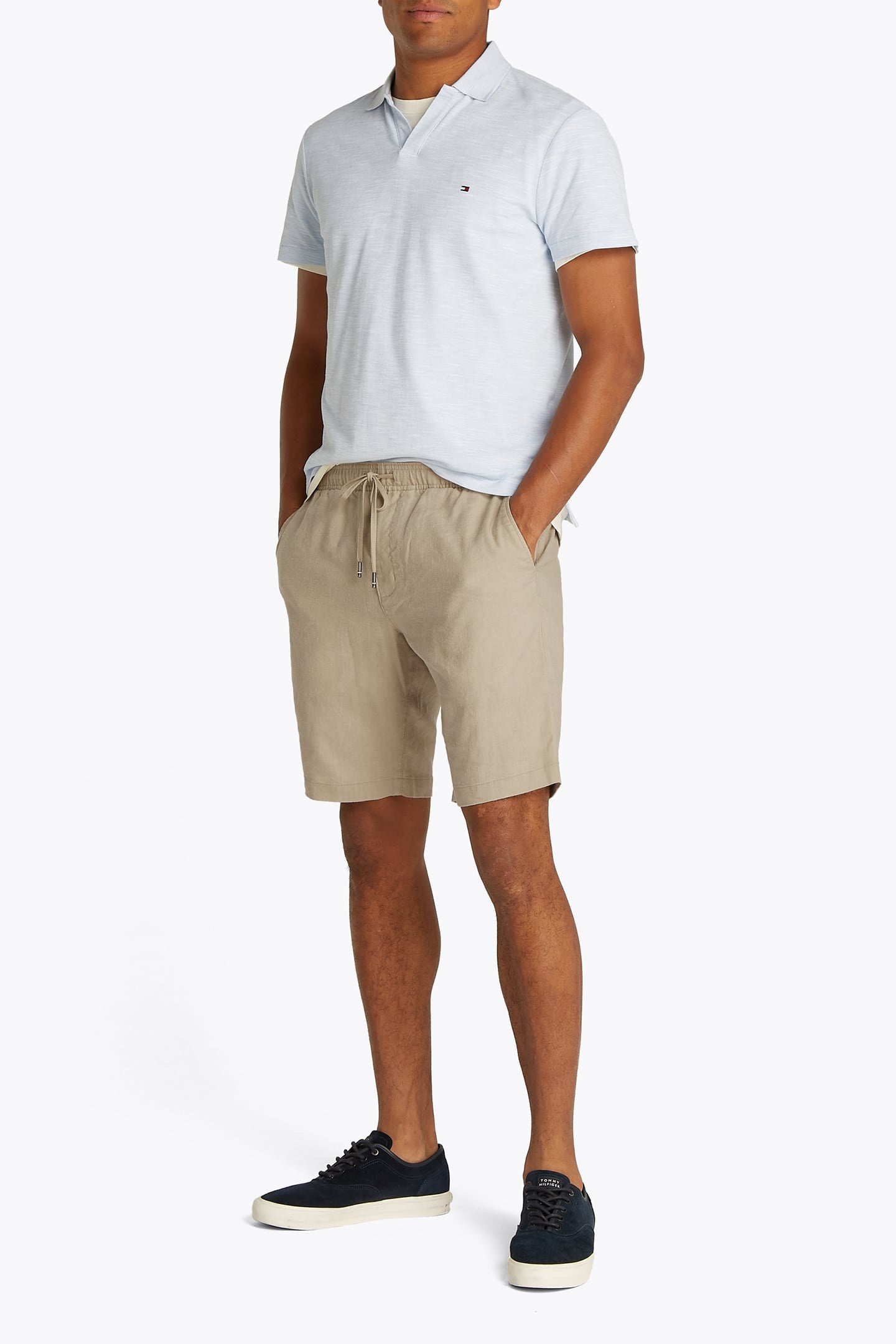 HARLEM PO SLIM FIT LINEN SHORTS BEIGE 2