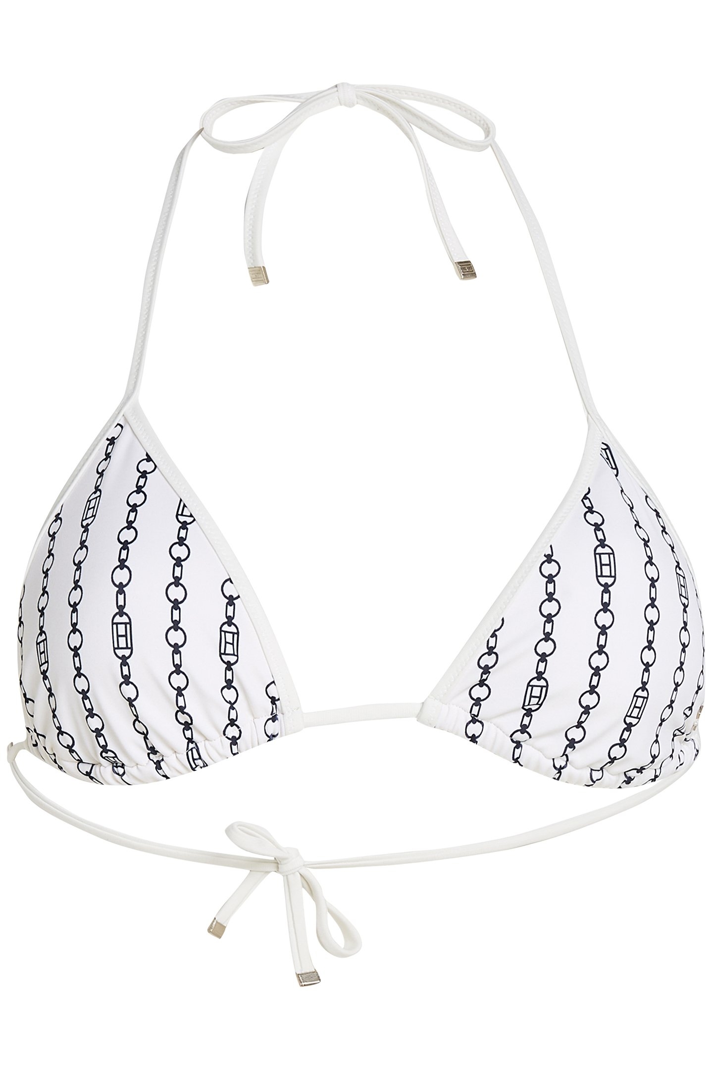 TRIANGLE RP PRINT FLAG CHAIN BIKINI TOP, NAVY BLUE 5