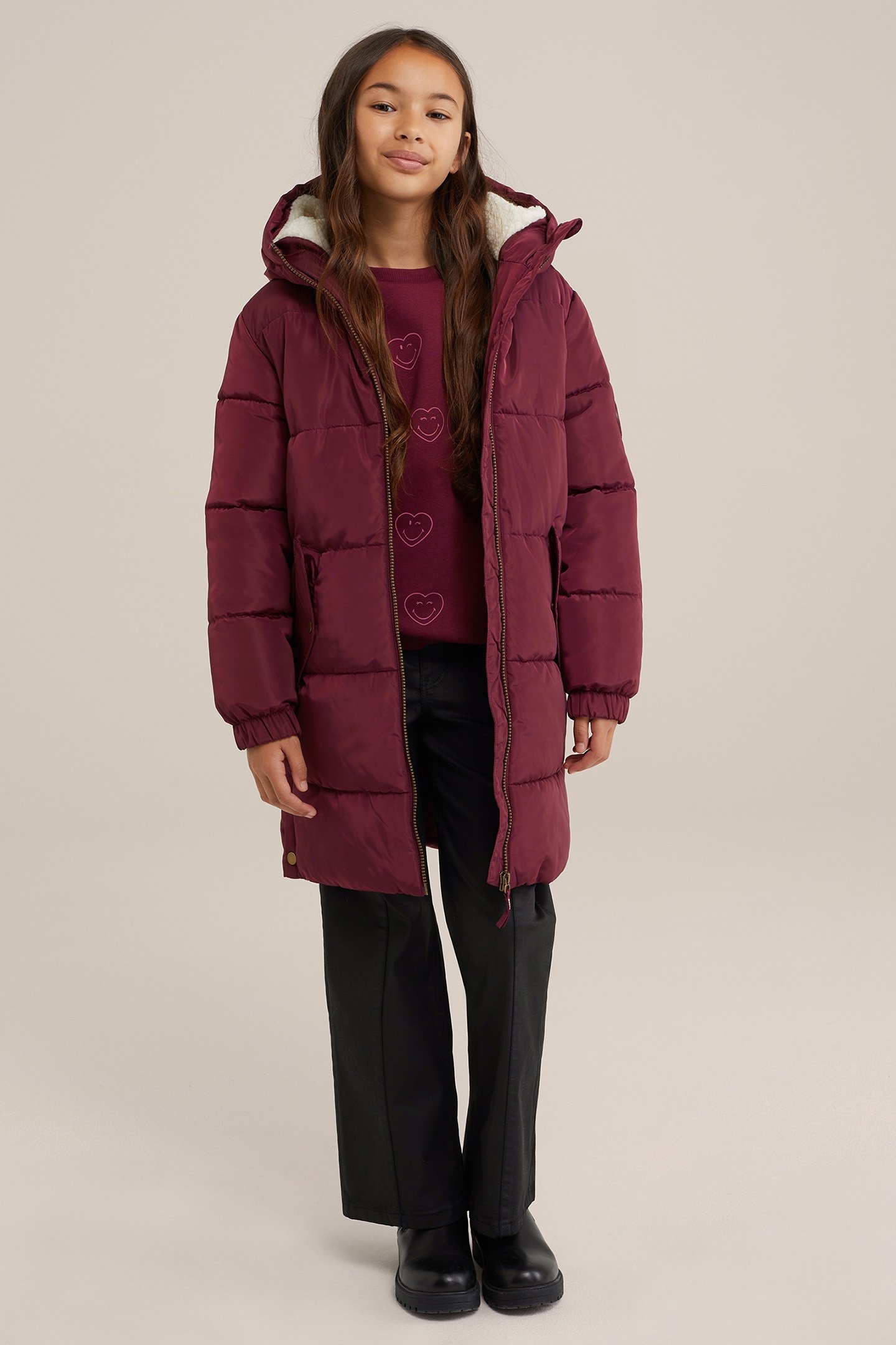 JACKET LONG LENGTH BURGUNDY RED 2