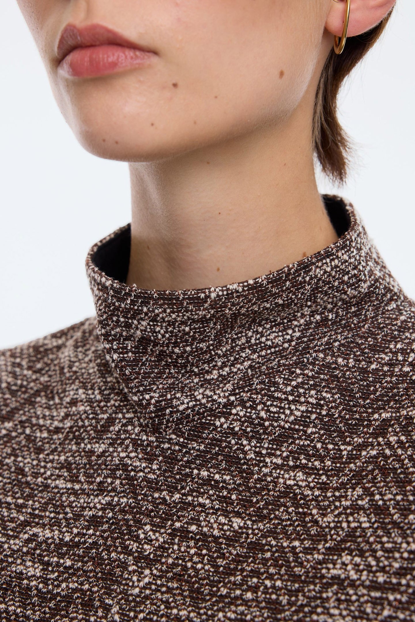 HIGH NECK TWEED TOP EAGLE BROWN 6